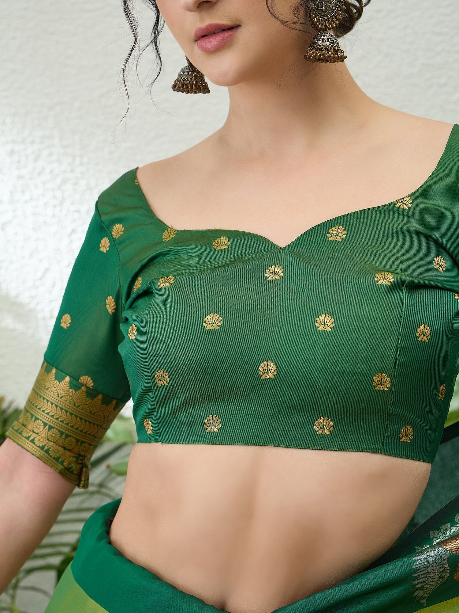 Mellifluous Party Wear Cotton Silk Jacquard Border Rich Pallu Fancy Saree With Unstitched Blouse
