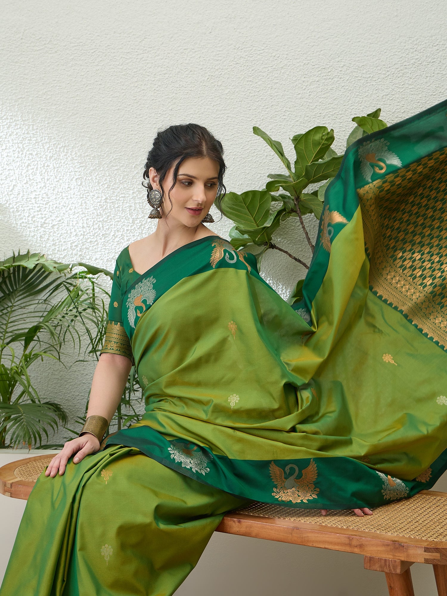 Mellifluous Party Wear Cotton Silk Jacquard Border Rich Pallu Fancy Saree With Unstitched Blouse