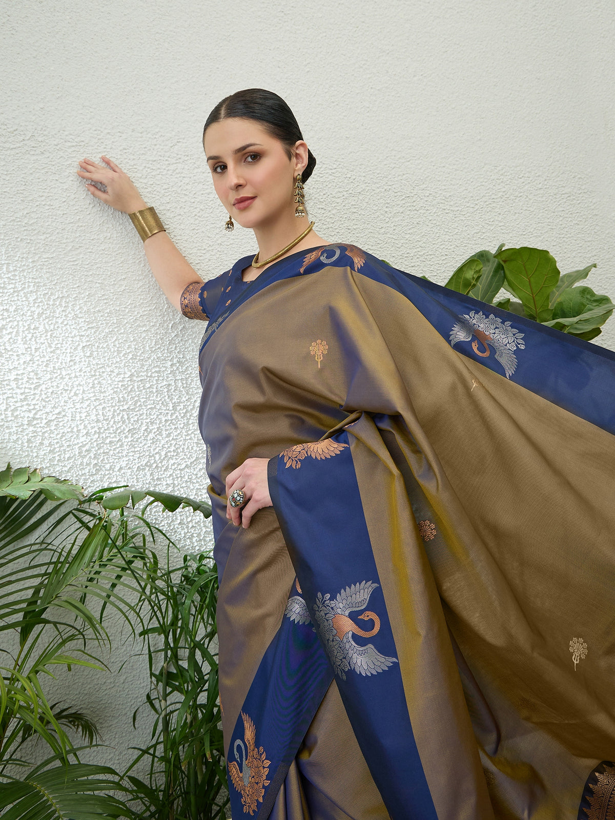 Mellifluous Party Wear Cotton Silk Jacquard Border Rich Pallu Fancy Saree With Unstitched Blouse