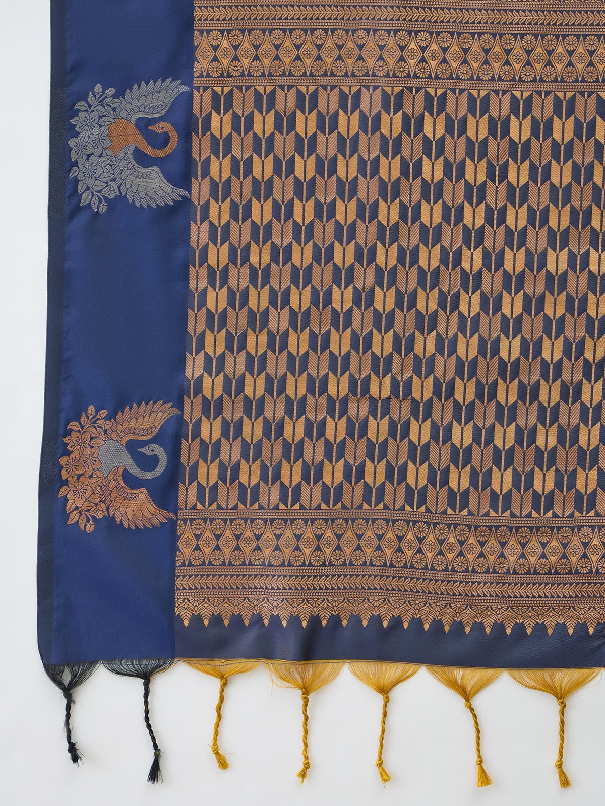 Mellifluous Party Wear Cotton Silk Jacquard Border Rich Pallu Fancy Saree With Unstitched Blouse