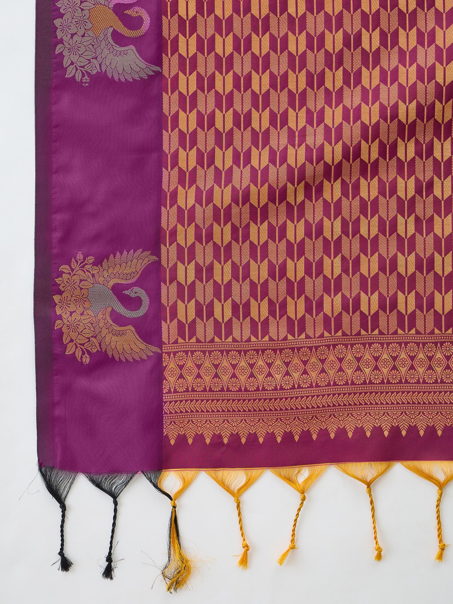 Mellifluous Party Wear Cotton Silk Jacquard Border Rich Pallu Fancy Saree With Unstitched Blouse