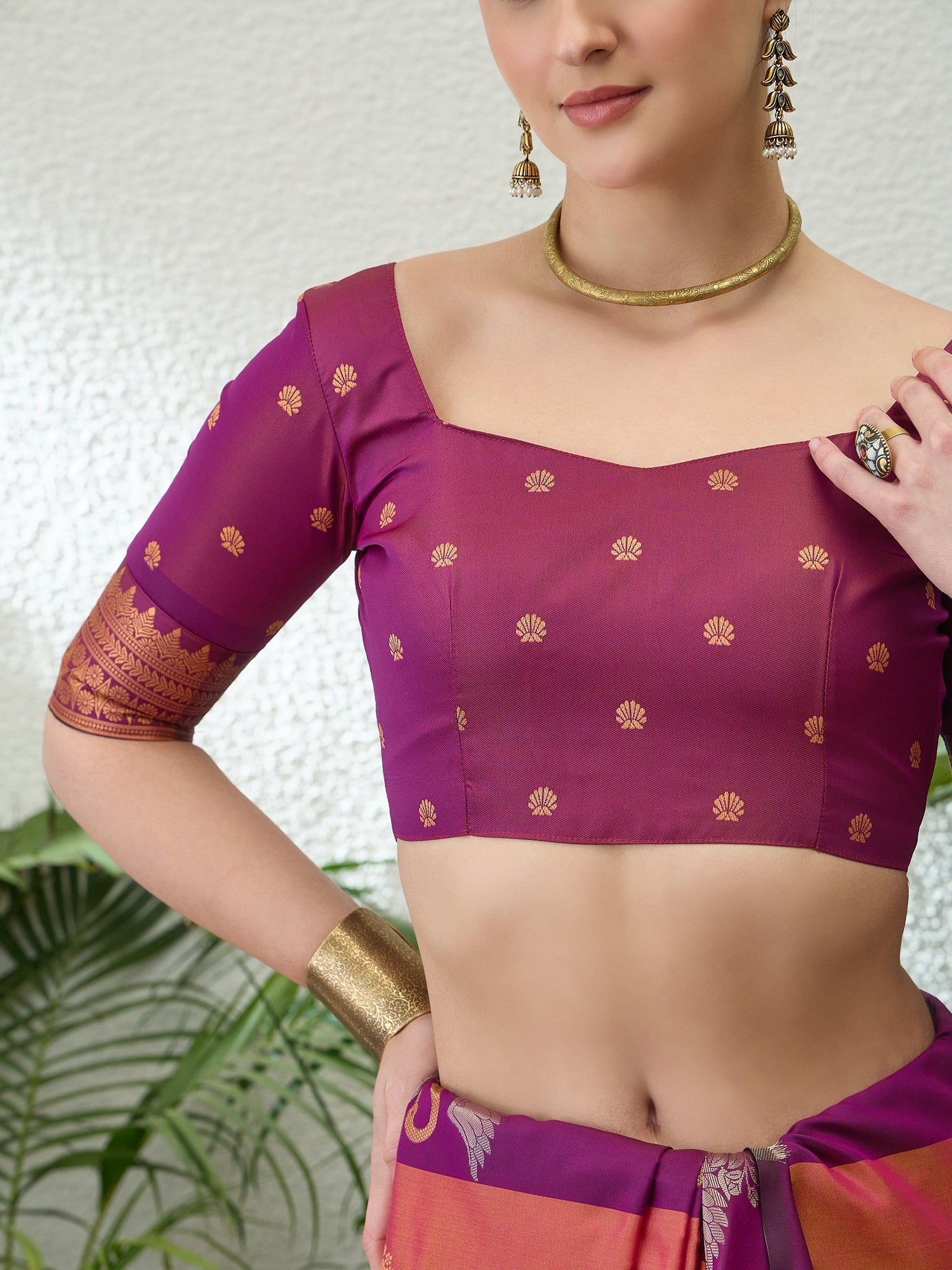 Mellifluous Party Wear Cotton Silk Jacquard Border Rich Pallu Fancy Saree With Unstitched Blouse