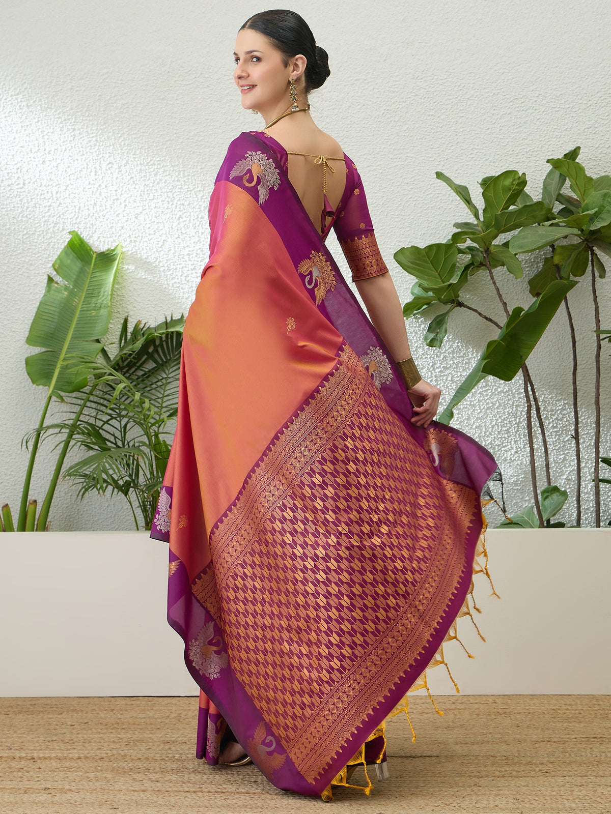 Mellifluous Party Wear Cotton Silk Jacquard Border Rich Pallu Fancy Saree With Unstitched Blouse