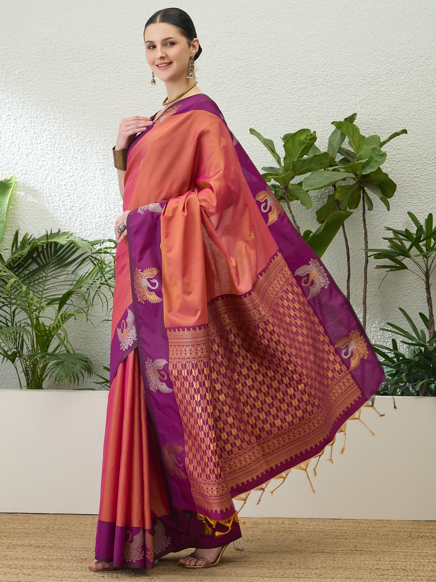 Mellifluous Party Wear Cotton Silk Jacquard Border Rich Pallu Fancy Saree With Unstitched Blouse