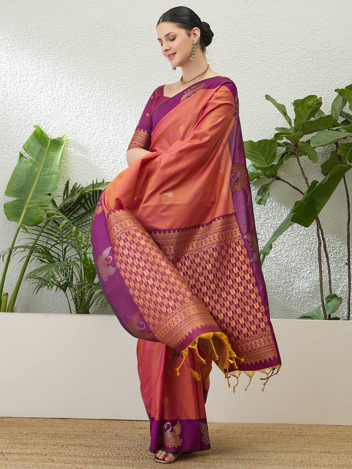 Mellifluous Party Wear Cotton Silk Jacquard Border Rich Pallu Fancy Saree With Unstitched Blouse