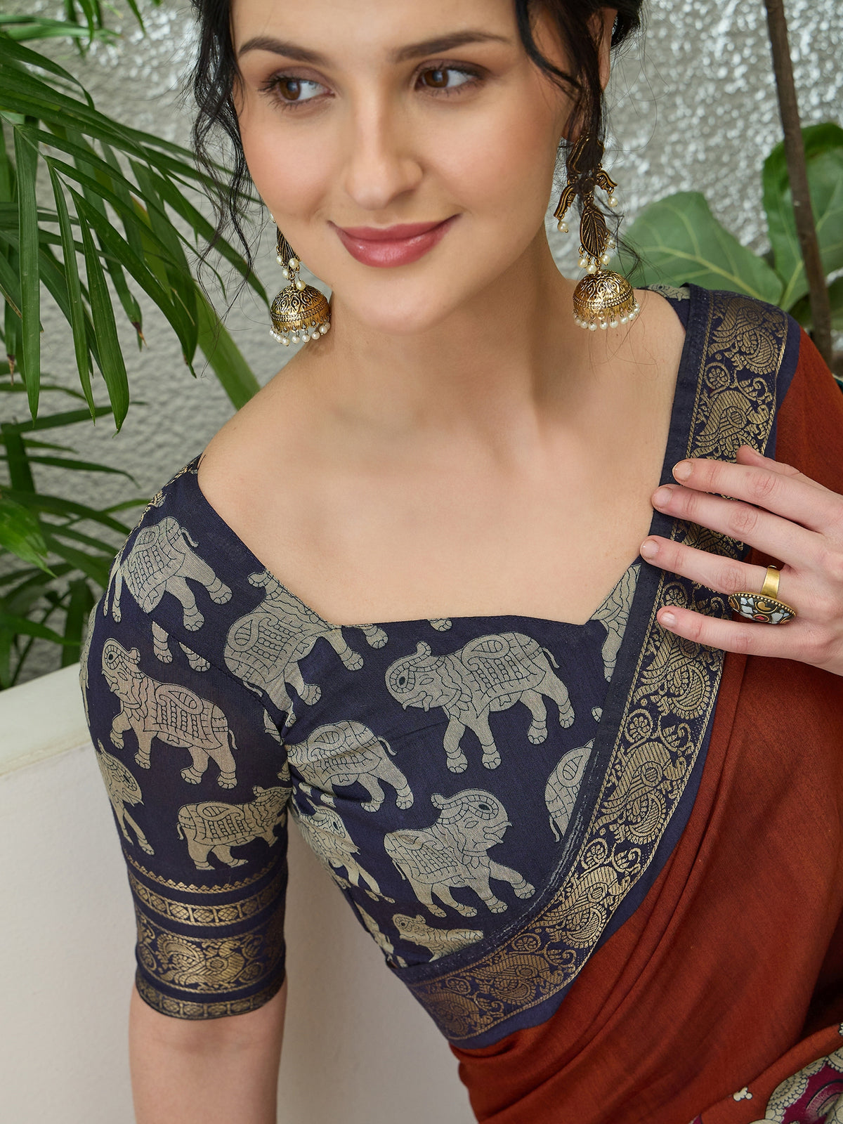Imaginative Party Wear Cotton Silk Kalamkari Print Fancy Designer Saree With Unstitched Blouse