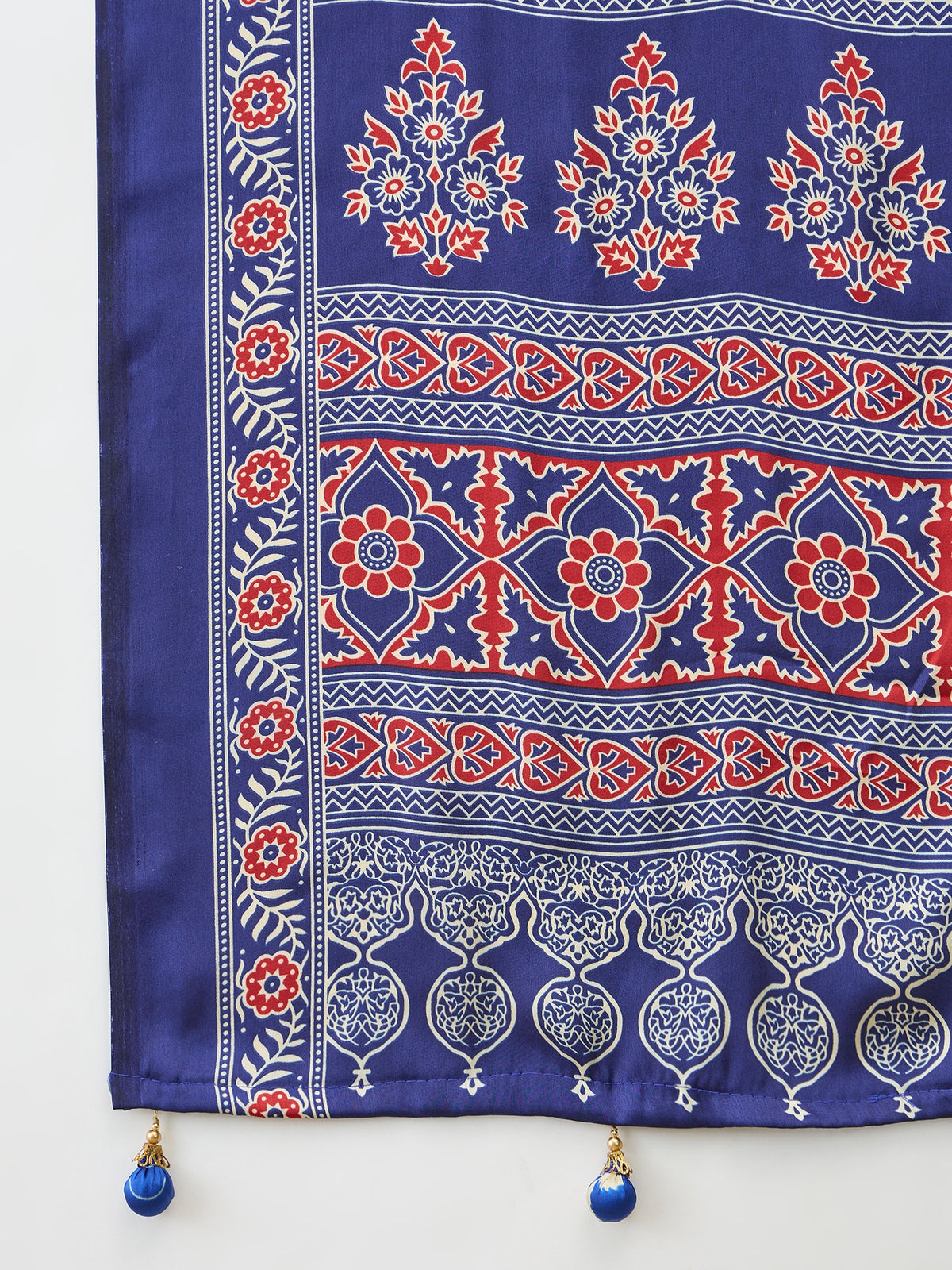 Fantabulous Festive Wear Satin Silk Ajrak Printed Rich Pallu Fancy Saree With Unstitched Blouse Piece