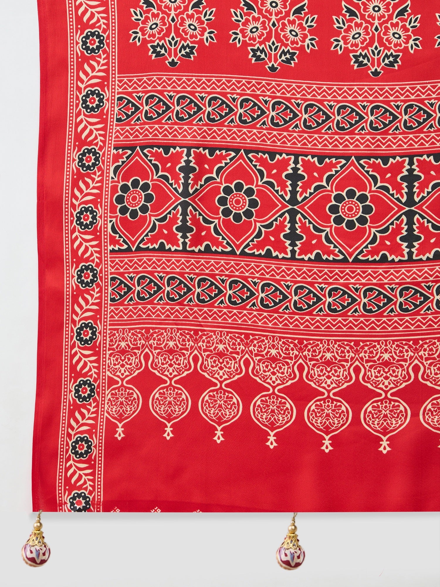 Fantabulous Festive Wear Satin Silk Ajrak Printed Rich Pallu Fancy Saree With Unstitched Blouse Piece
