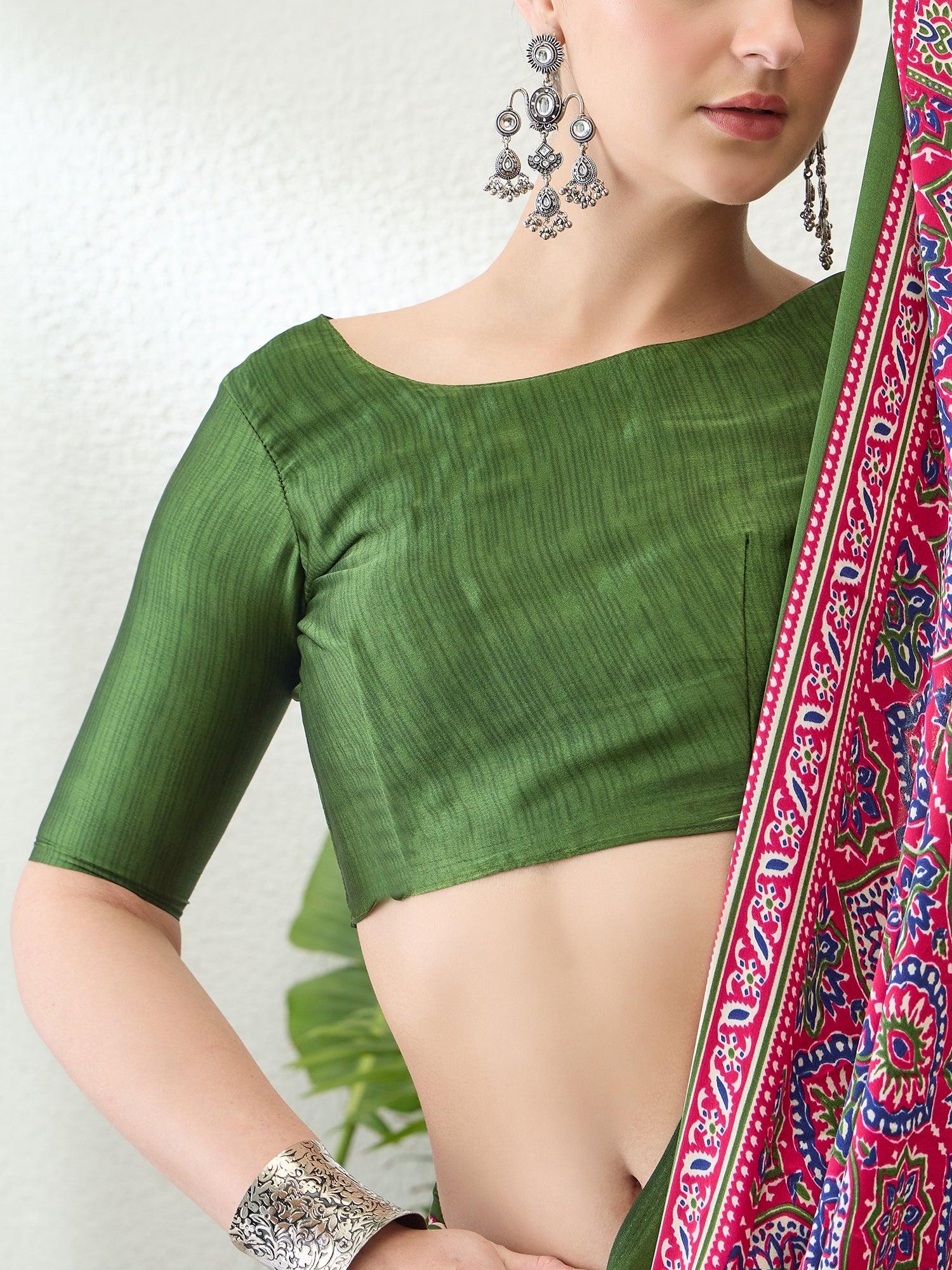 Divine Function Wear Satin Silk Ajrak Print Rich Pallu Fancy Saree With Unstitched Blouse Piece