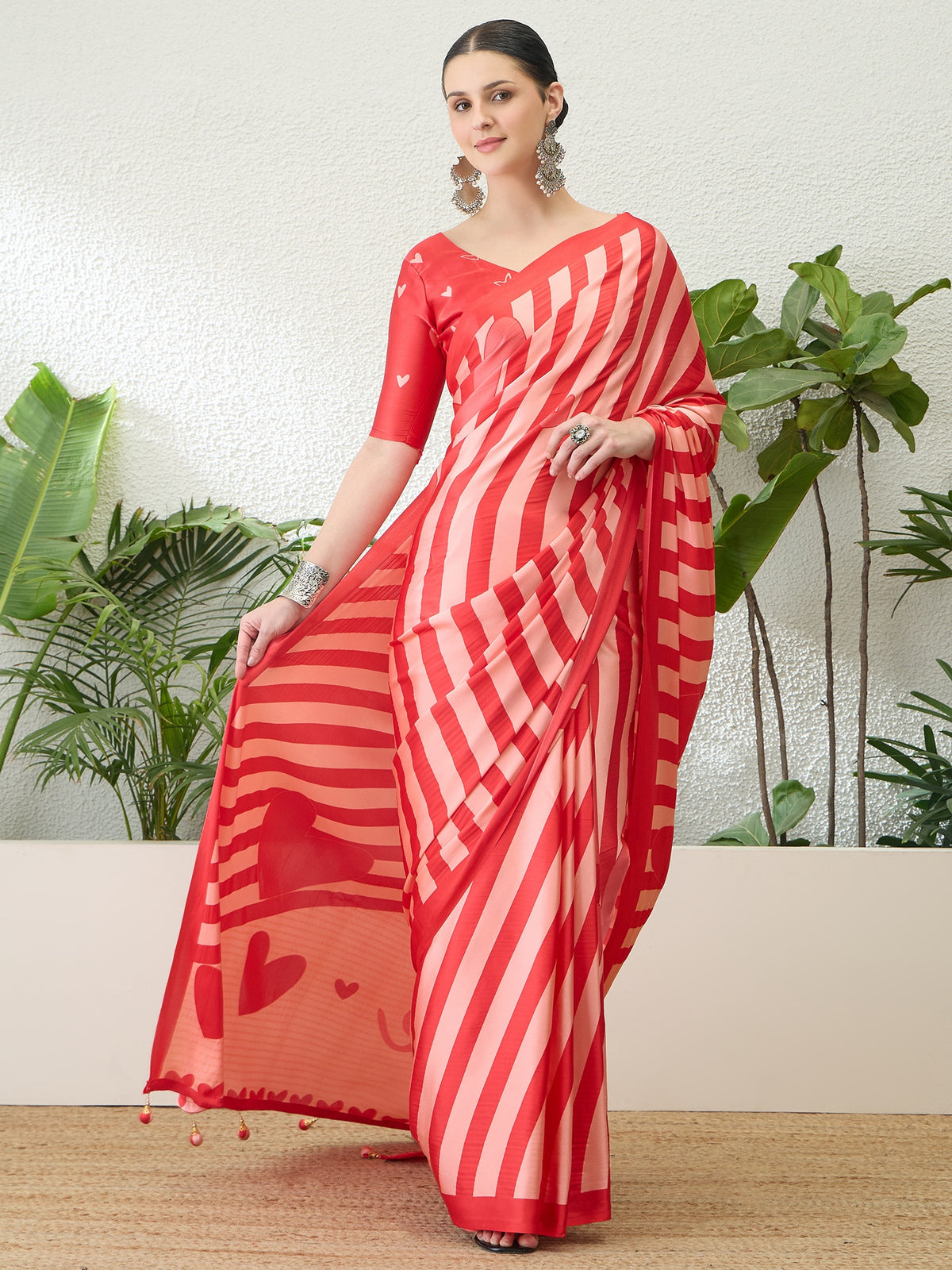 Elegant Festive Wear Silk Print Tussle Work Fancy Designer Saree With Unstitched  Blouse