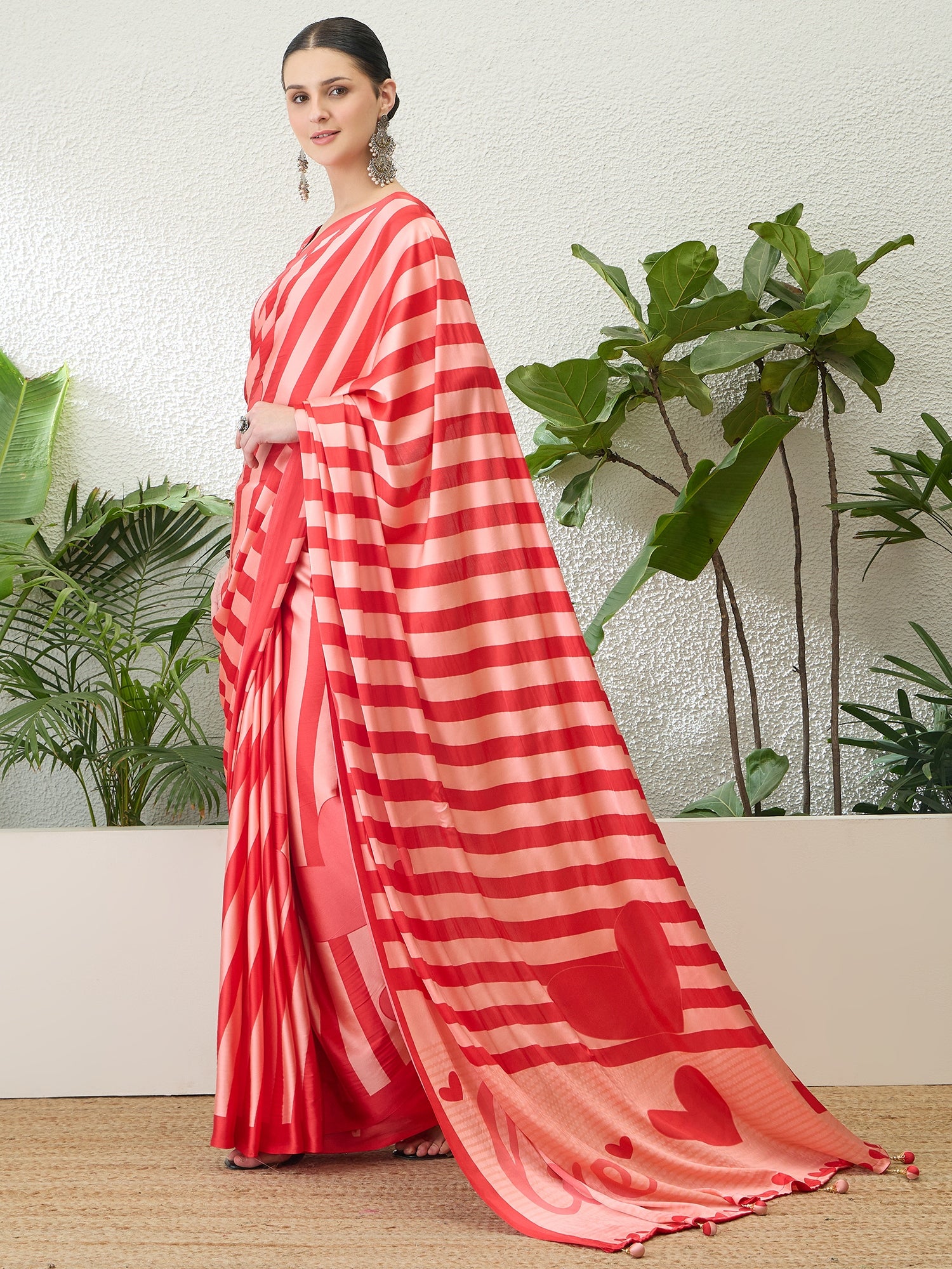 Elegant Festive Wear Silk Print Tussle Work Fancy Designer Saree With Unstitched  Blouse