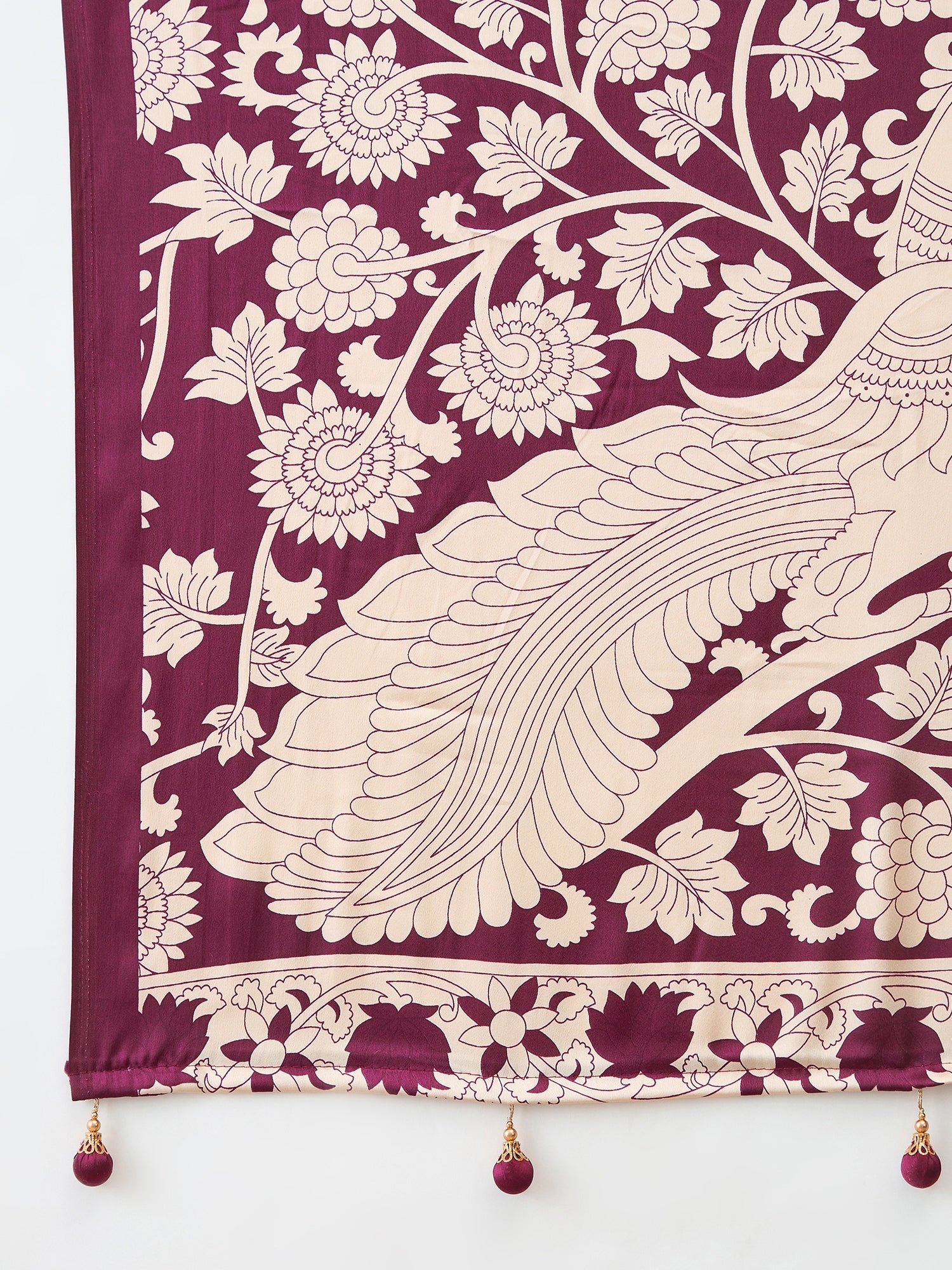 Exuberant Party Wear Satin Silk Floral Print Tussle Work Fancy Designer Saree With Unstitched Blouse