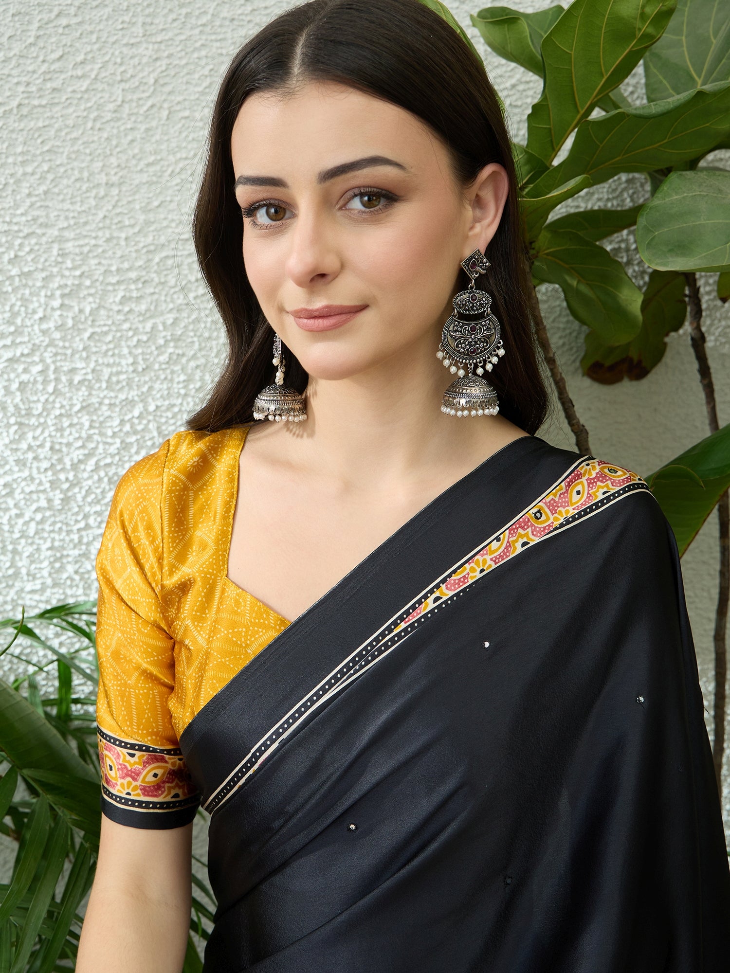 Blossom Party Wear Satin Silk Ajrak Print Rich Pallu Fancy Saree With Unstitched Blouse Piece