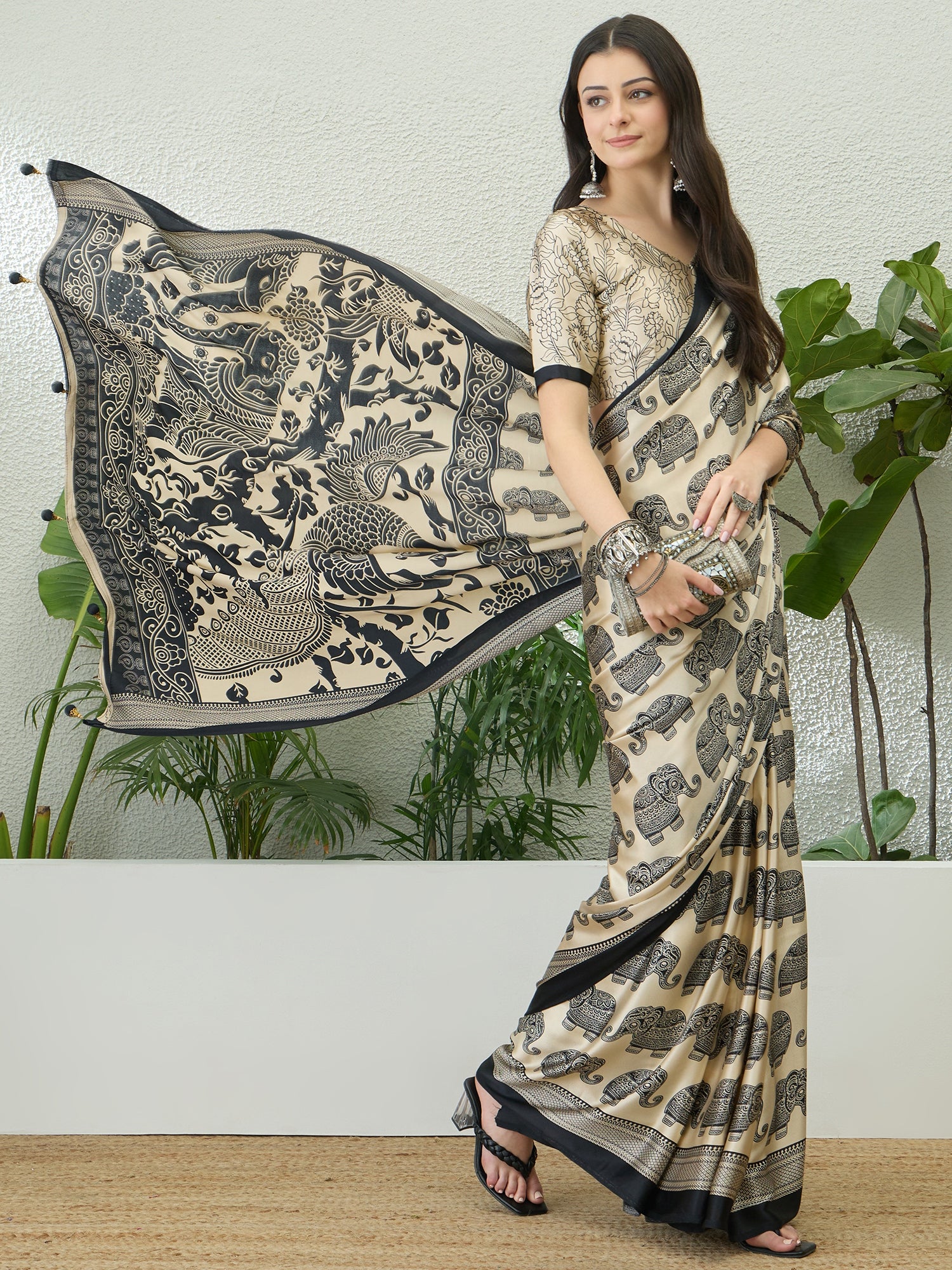 Artisanal Festive Wear Pure Silk Print Rich Fancy Designer Saree With Unstitched Blouse