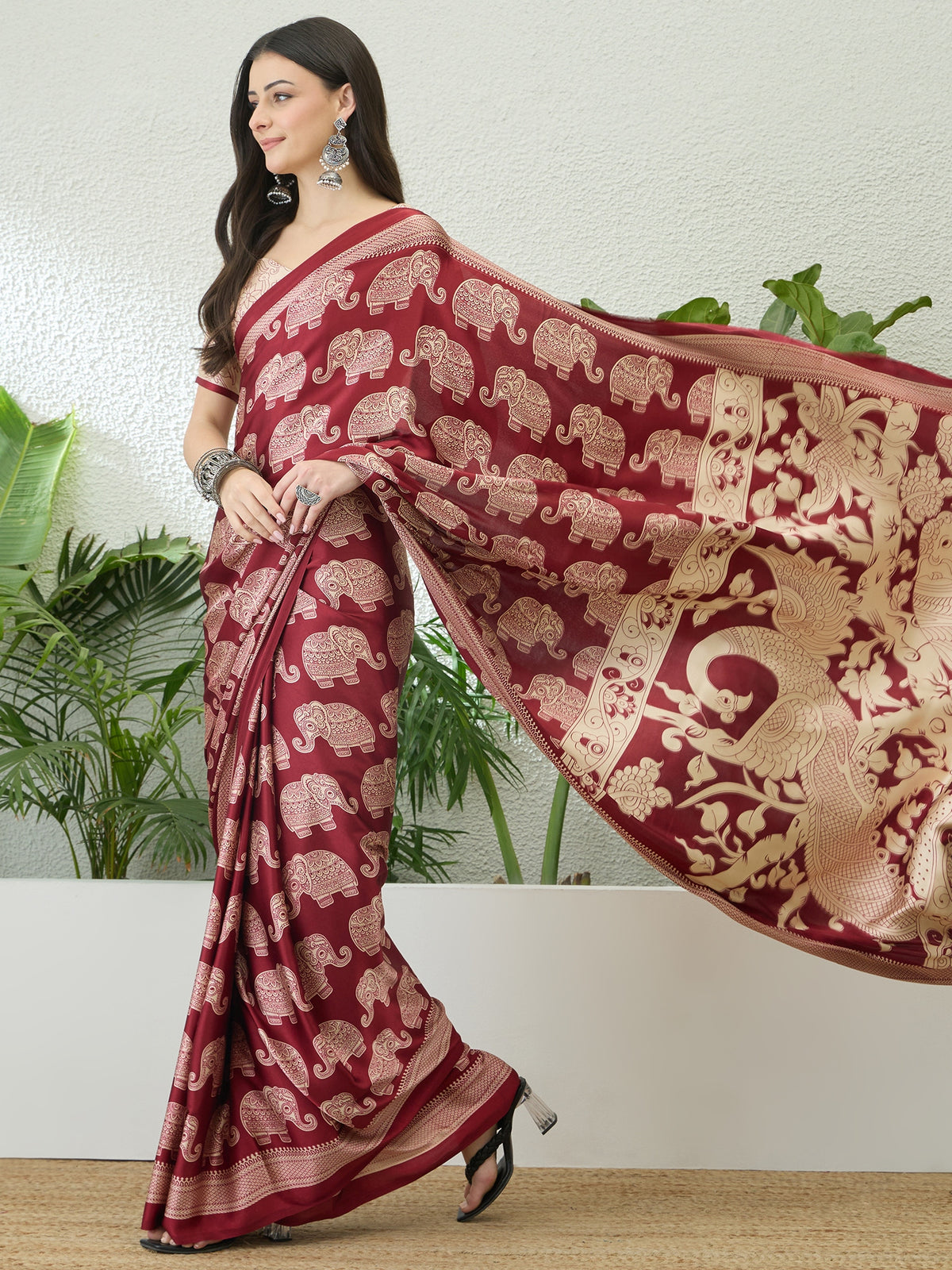 Artisanal Festive Wear Pure Silk Print Rich Fancy Designer Saree With Unstitched Blouse
