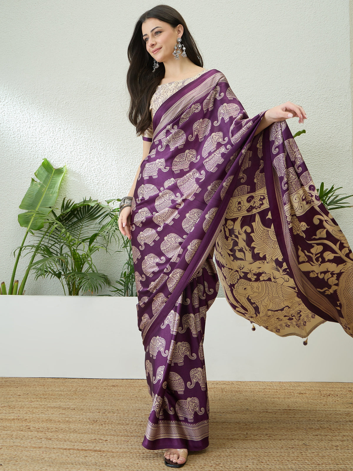 Artisanal Festive Wear Pure Silk Print Rich Fancy Designer Saree With Unstitched Blouse