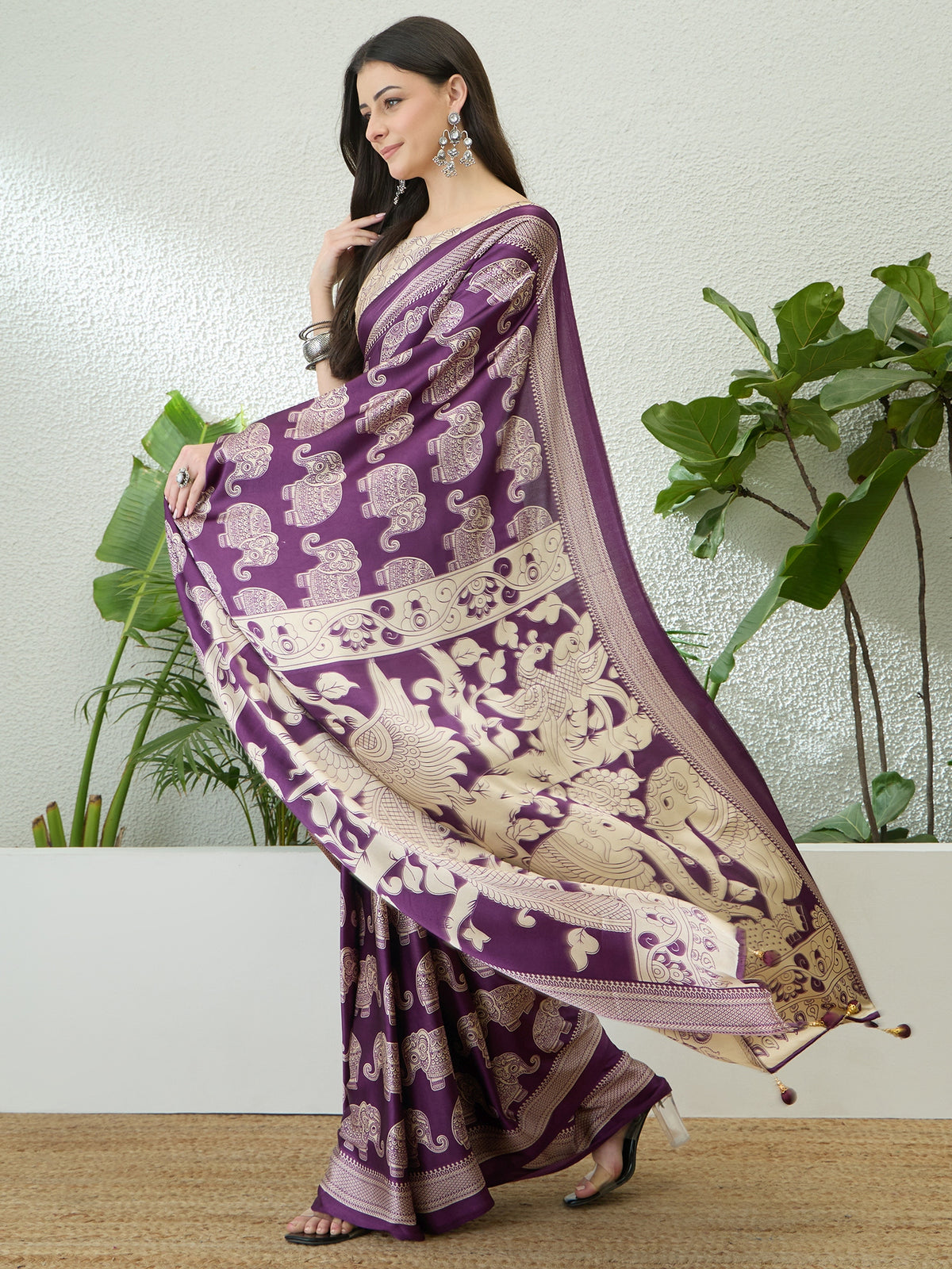 Artisanal Festive Wear Pure Silk Print Rich Fancy Designer Saree With Unstitched Blouse