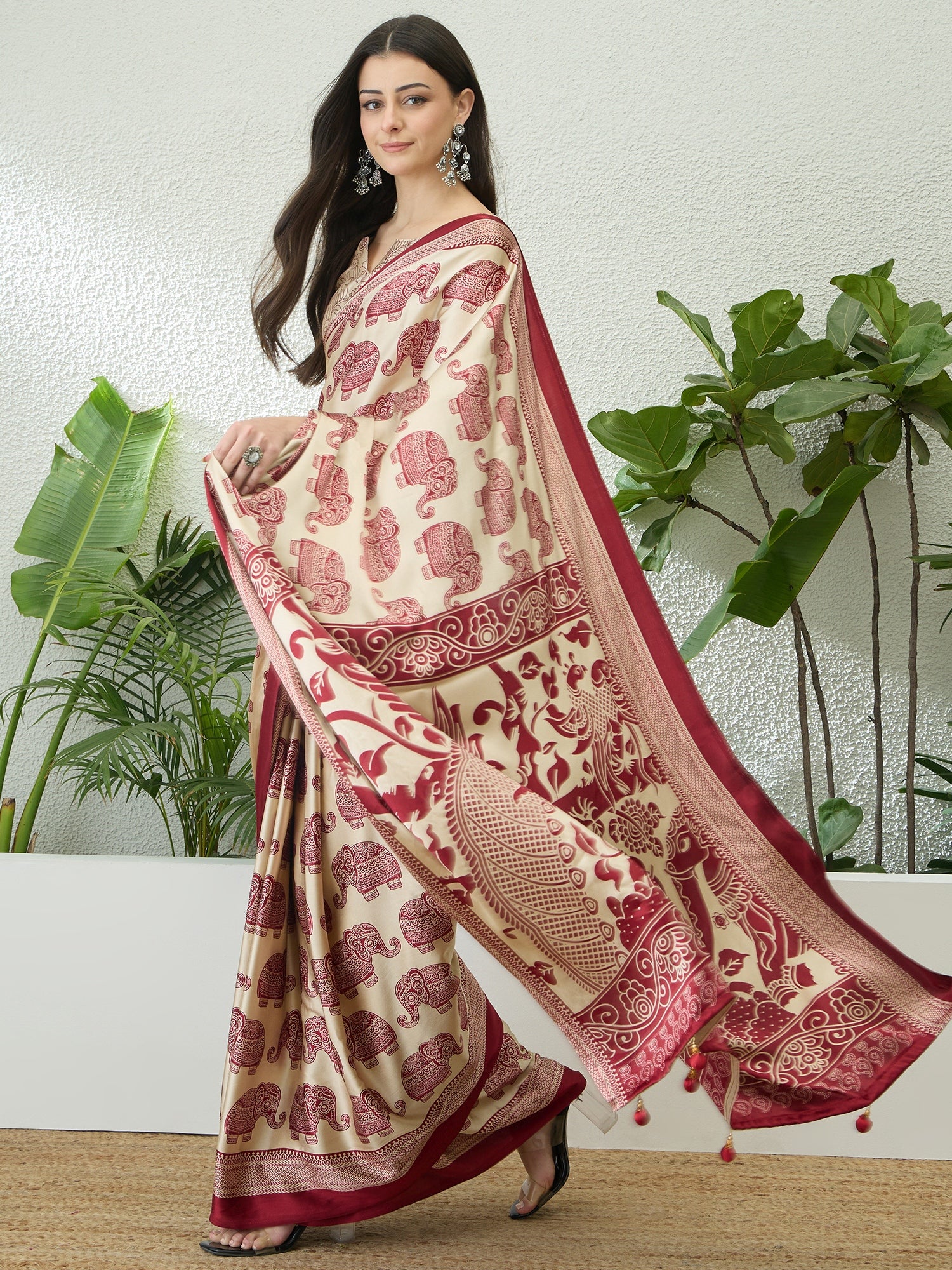 Artisanal Festive Wear Pure Silk Print Rich Fancy Designer Saree With Unstitched Blouse