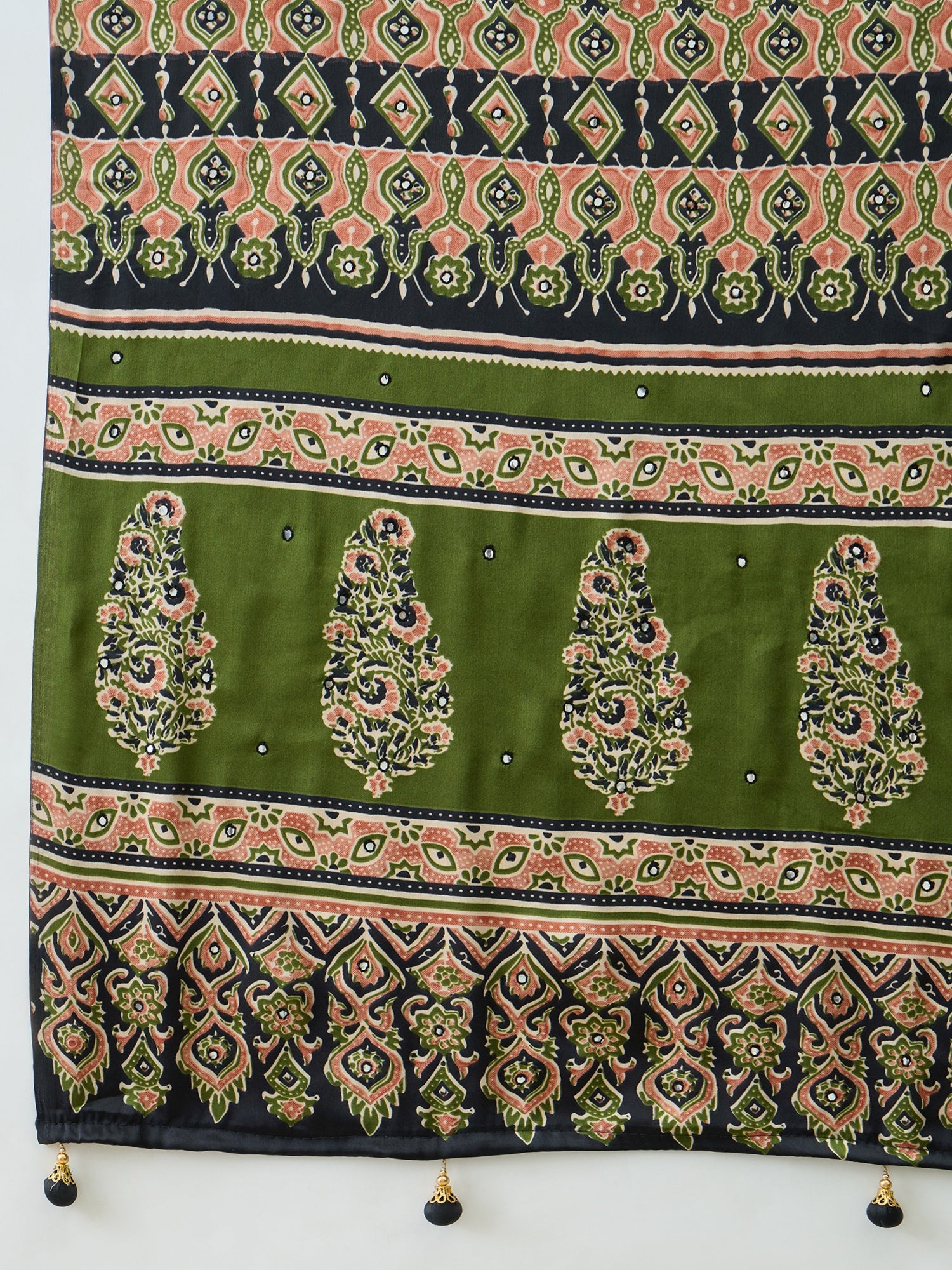 Blossom Party Wear Satin Silk Ajrak Print Rich Pallu Fancy Saree With Unstitched Blouse Piece