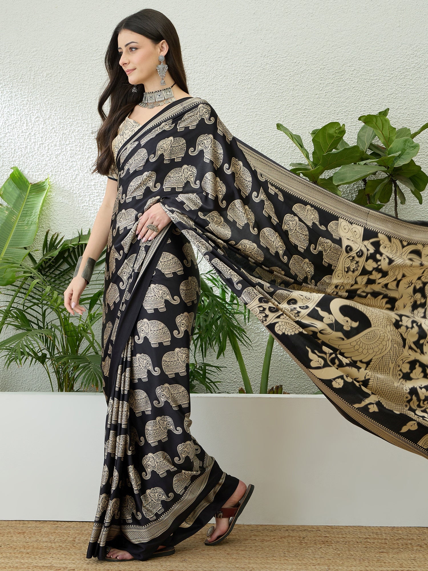 Artisanal Festive Wear Pure Silk Print Rich Fancy Designer Saree With Unstitched Blouse