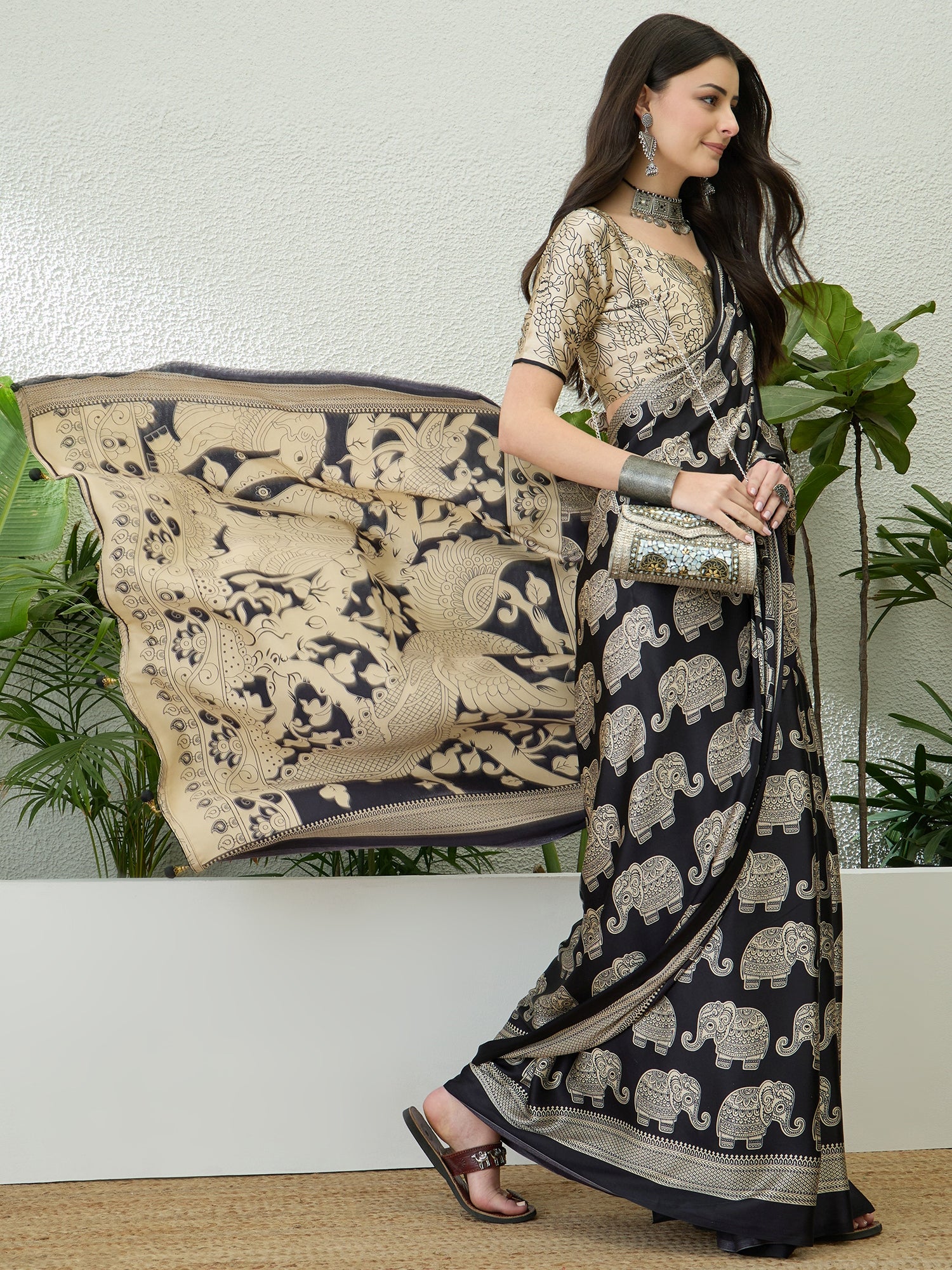 Artisanal Festive Wear Pure Silk Print Rich Fancy Designer Saree With Unstitched Blouse