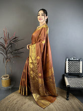 Load image into Gallery viewer, Luxury Function Wear Tissue Silk Zari Buti Design Jacquard Border Saree With Elegant Blouse Piece
