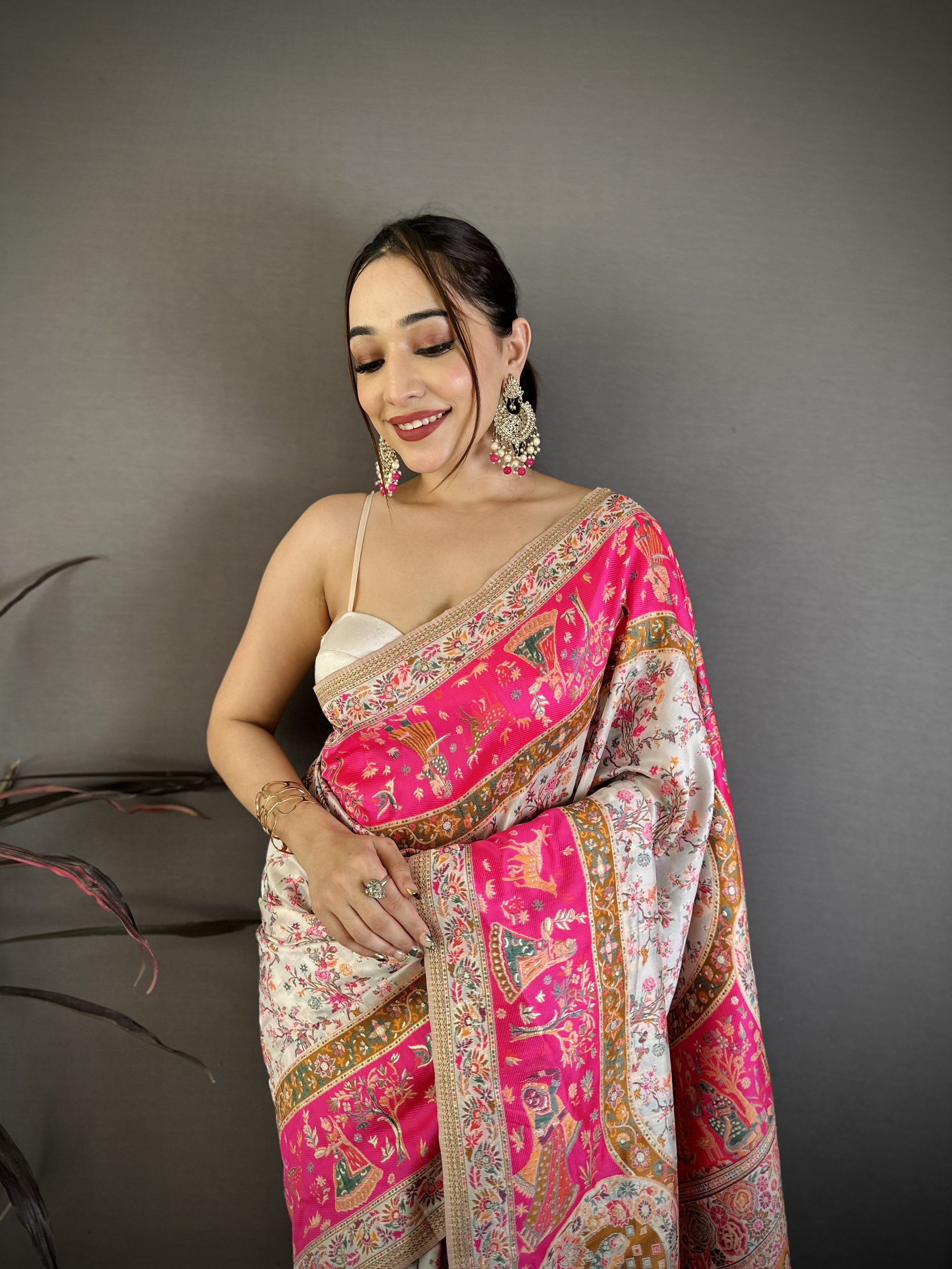 Elegant Wedding Wear Pure Soft Silk Printed Zari Weaving n Rich Pallu Designer Saree