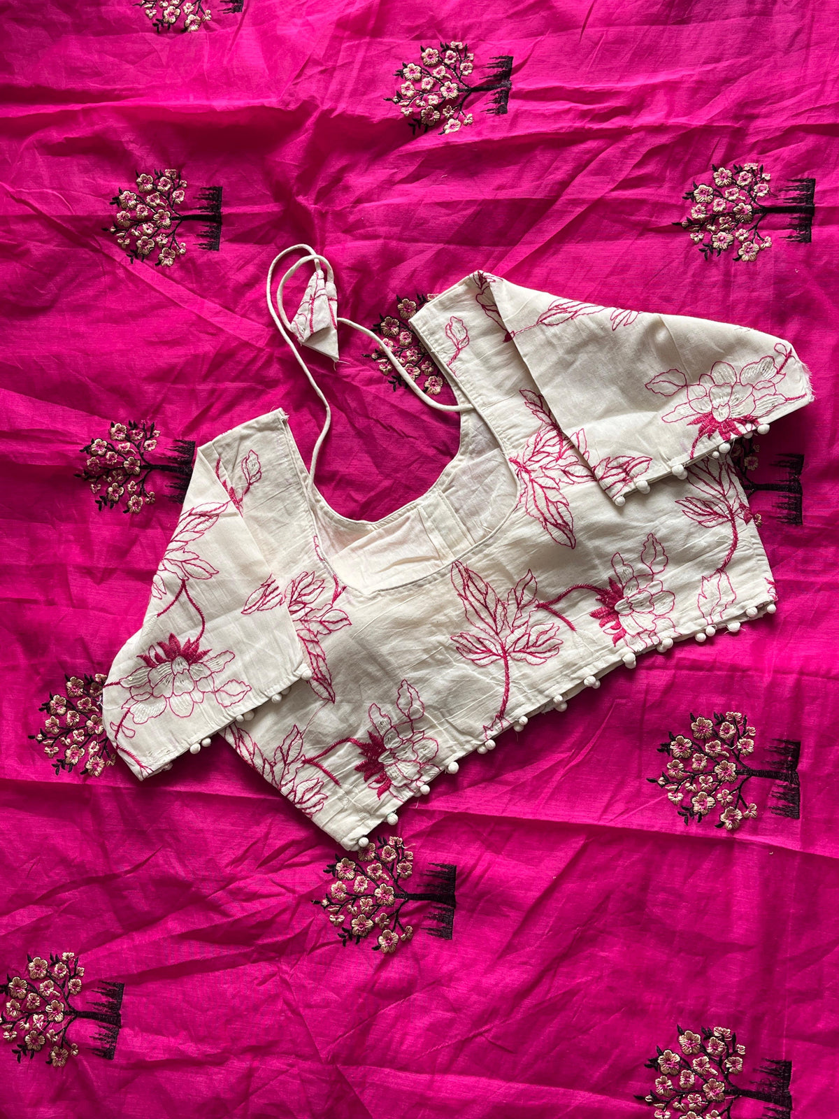 New Dalliance Chanderi Cotton Embroidery n Tussels Work Fancy Designer Function Wear Saree With Stitched Blouse