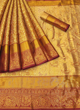 Load image into Gallery viewer, New Wedding Wear Maroon Color Kanjiviram Silk Pure Zari Weaving with Beautiful Meena Weaving Saree With Blouse
