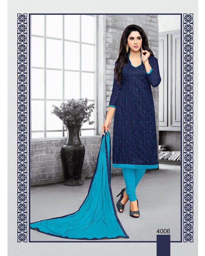 New Function Wear Navy Blue Color Embroidery Work Designer Straight Kurta With Trouser n Dupatta Set