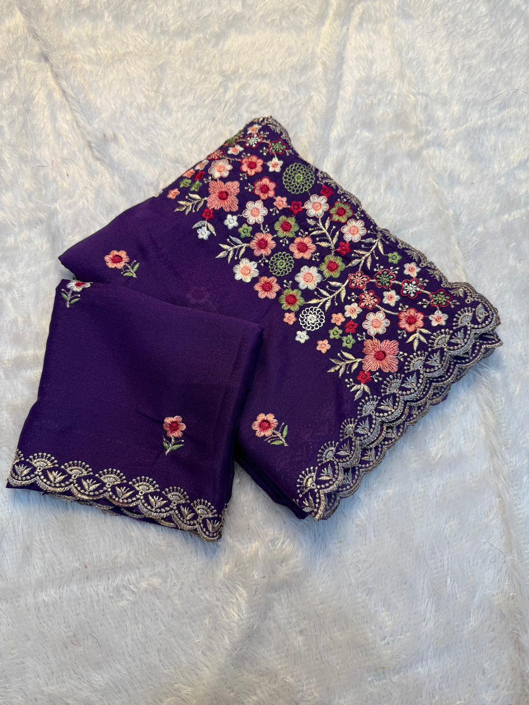 Marvellous Wedding Wear Soft Georgette Embroidery Work Fancy Desginer Saree With Blouse Piece