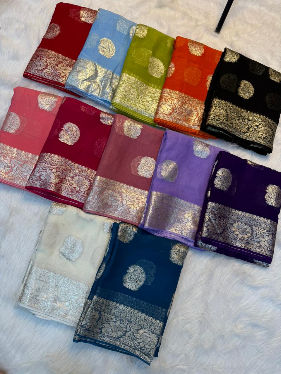 Elegant Party Wear Pure Viscose Georgette Jacquard Weaving Work Fancy Designer Saree With Blouse
