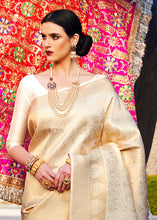 Load image into Gallery viewer, Latest Golden Color Kanjivaram Silk Jacquard Weaving Work Wedding Wear Designer Saree
