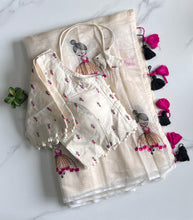Load image into Gallery viewer, New Function Wear Chanderi Cotton Embroidery n Tussels Work Fancy Designer Saree With Stitched Blouse
