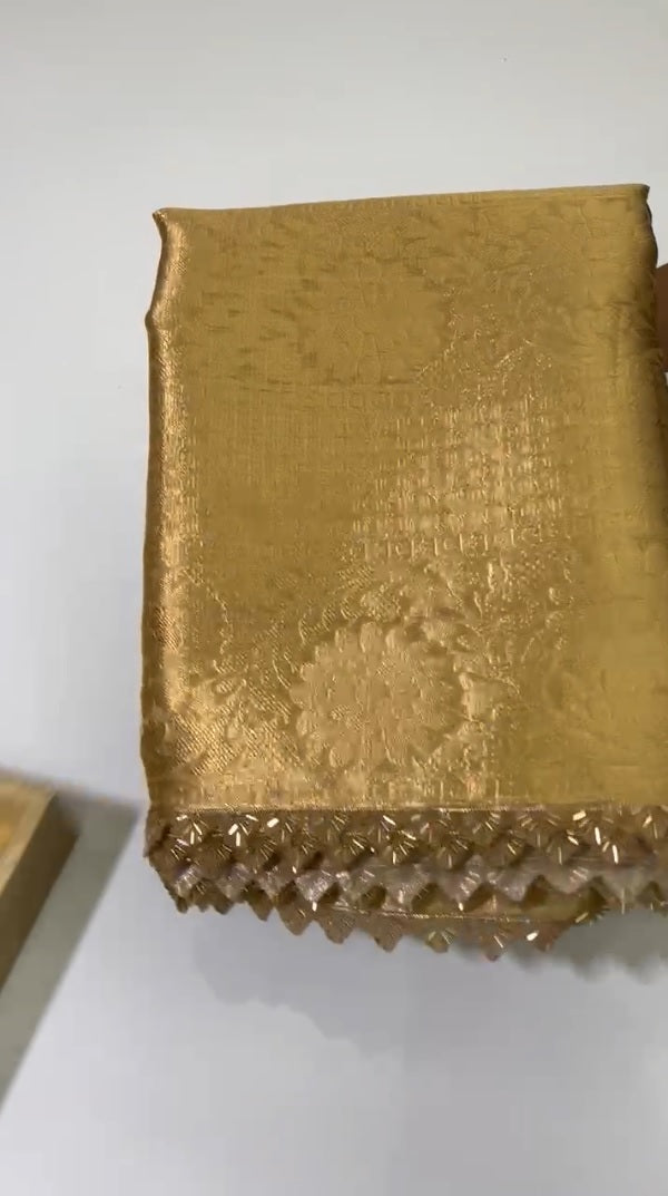 New Wedding Wear Banarasi Kota Tissue Silk Zari Weaving Saree With Blouse