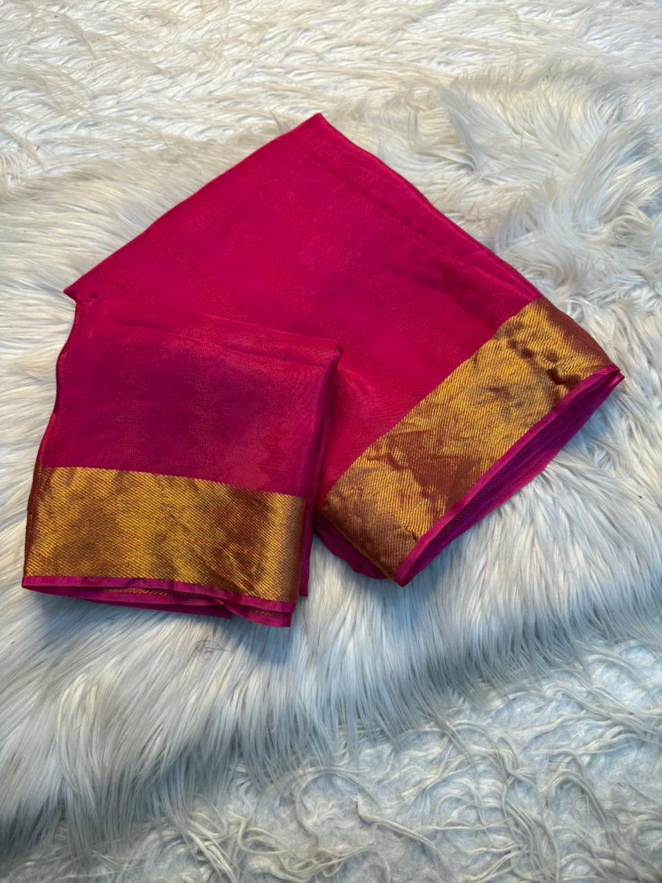 Graceful Function Wear Viscose Crape Silk Weaving Design Saree With Blissful Blouse Piece