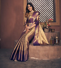 Load image into Gallery viewer, Wedding Wear Purple Color Kanjiviram Silk Pure Zari Weaving with Beautiful Meena Weaving Saree
