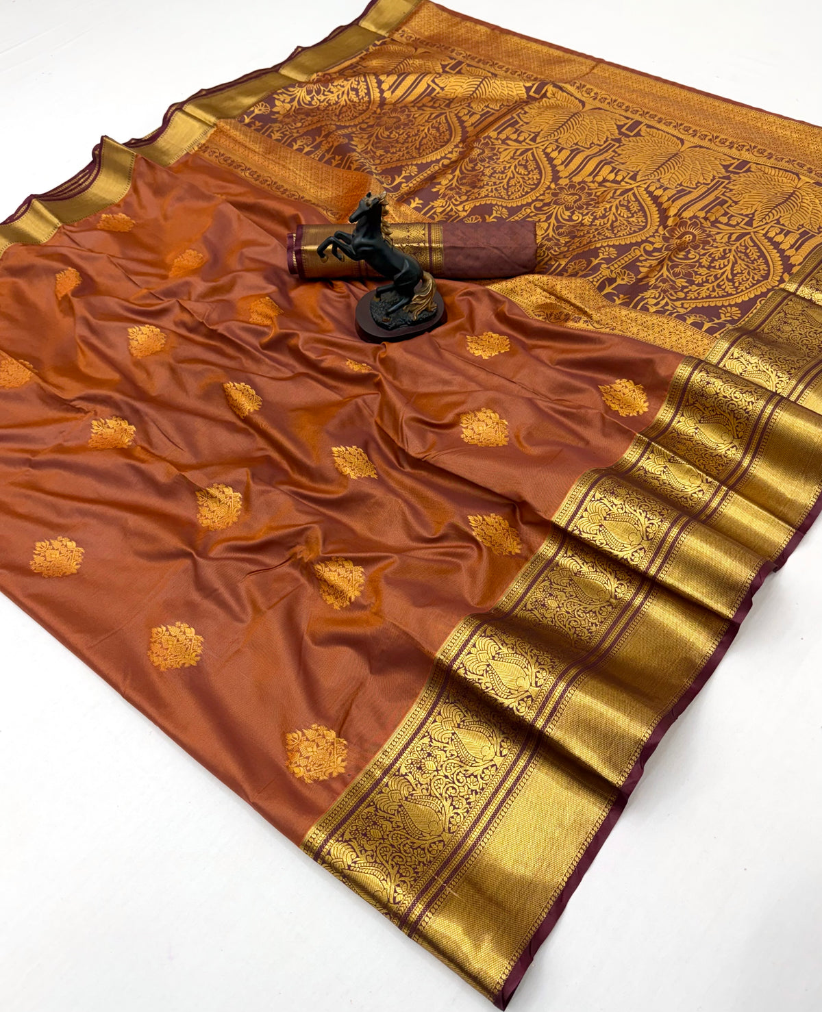 Luxury Function Wear Tissue Silk Zari Buti Design Jacquard Border Saree With Elegant Blouse Piece