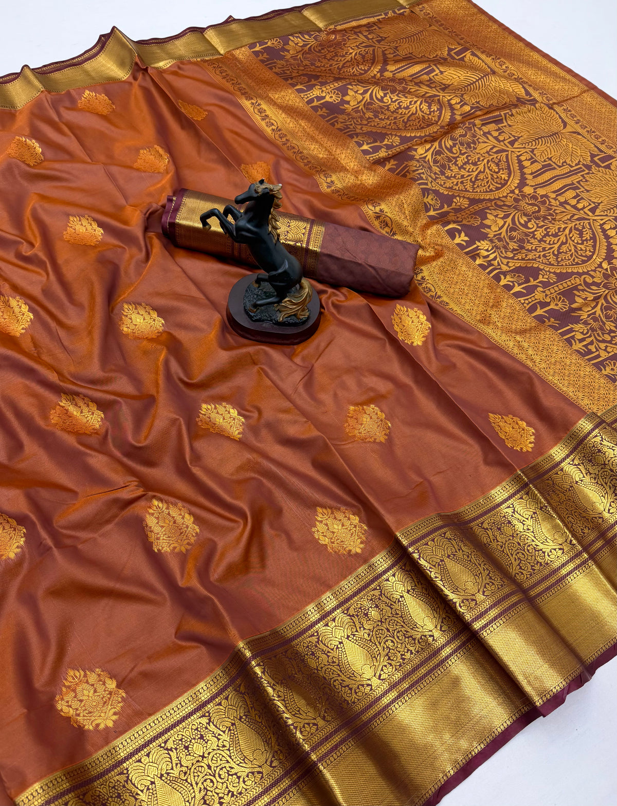 Luxury Function Wear Tissue Silk Zari Buti Design Jacquard Border Saree With Elegant Blouse Piece