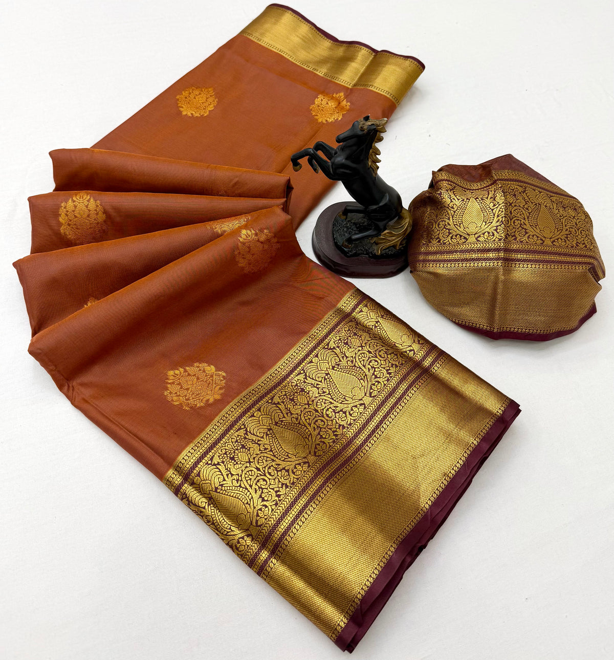 Luxury Function Wear Tissue Silk Zari Buti Design Jacquard Border Saree With Elegant Blouse Piece