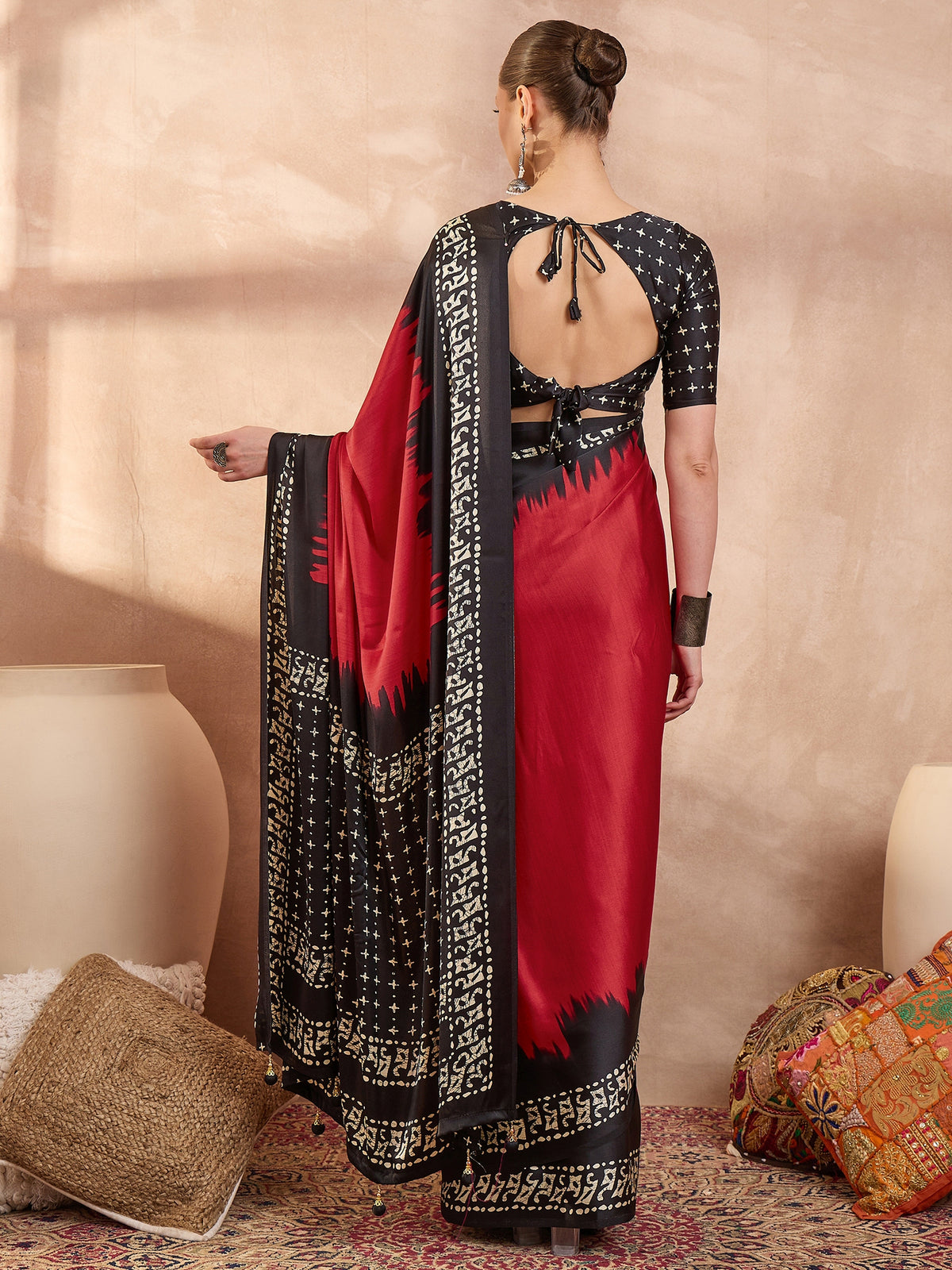 Divine Function Wear Silk Print Design Rich Pallu Fancy Saree With Unstitched Blouse