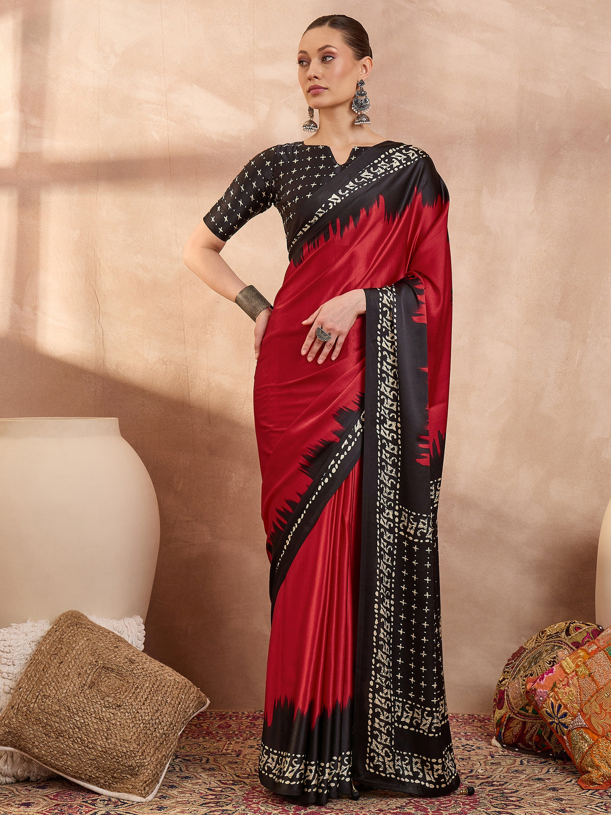 Divine Function Wear Silk Print Design Rich Pallu Fancy Saree With Unstitched Blouse