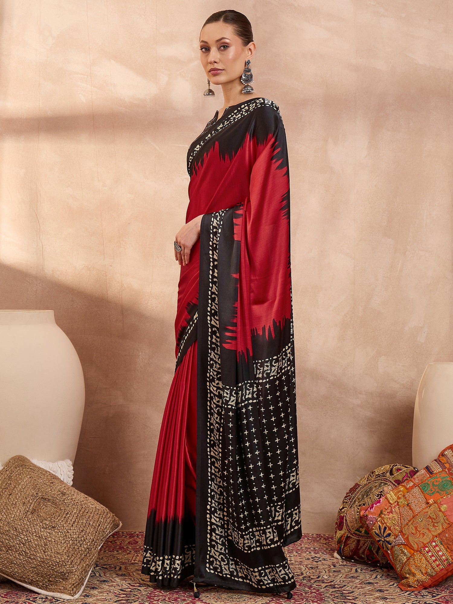 Divine Function Wear Silk Print Design Rich Pallu Fancy Saree With Unstitched Blouse