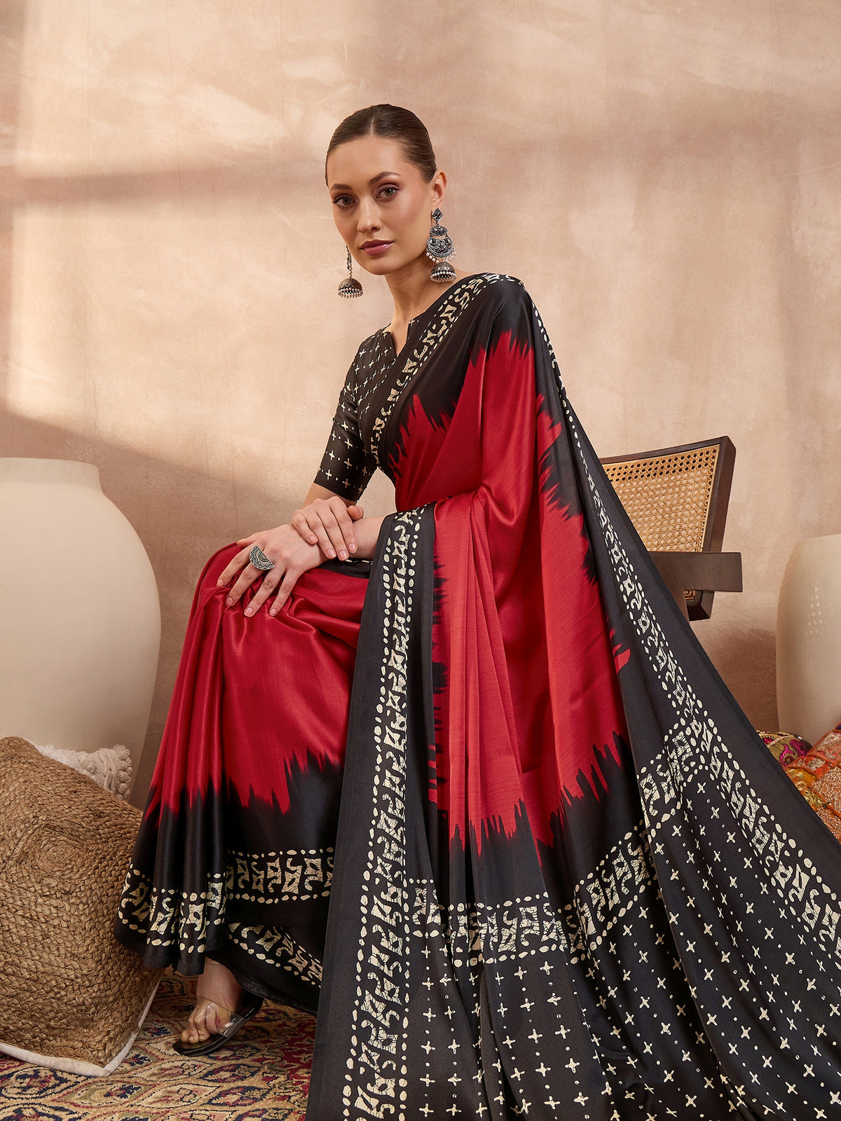 Divine Function Wear Silk Print Design Rich Pallu Fancy Saree With Unstitched Blouse