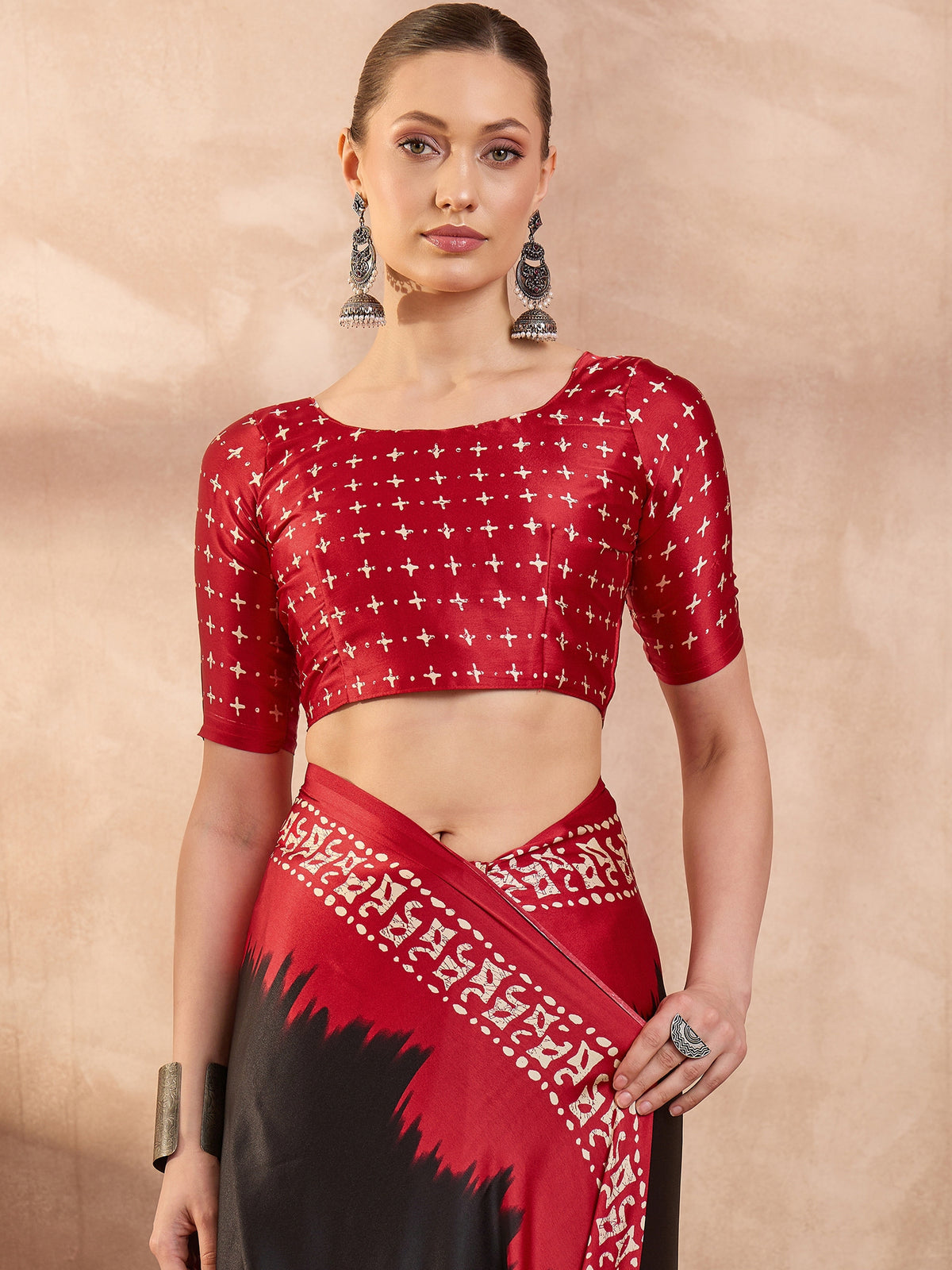 Divine Function Wear Silk Print Design Rich Pallu Fancy Saree With Unstitched Blouse