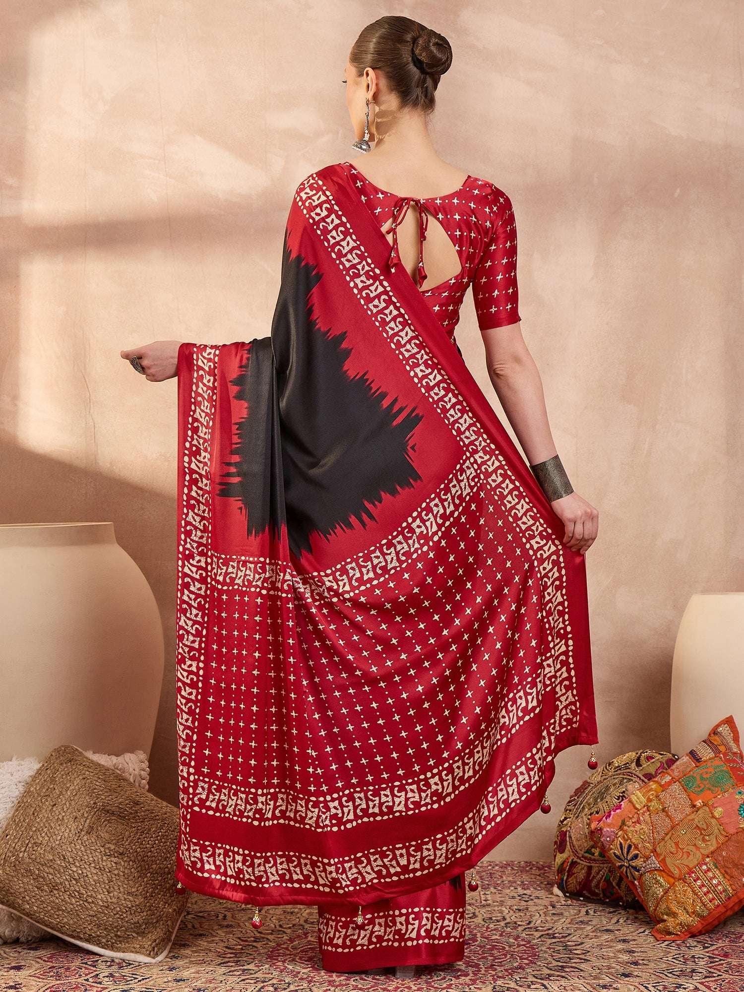 Divine Function Wear Silk Print Design Rich Pallu Fancy Saree With Unstitched Blouse