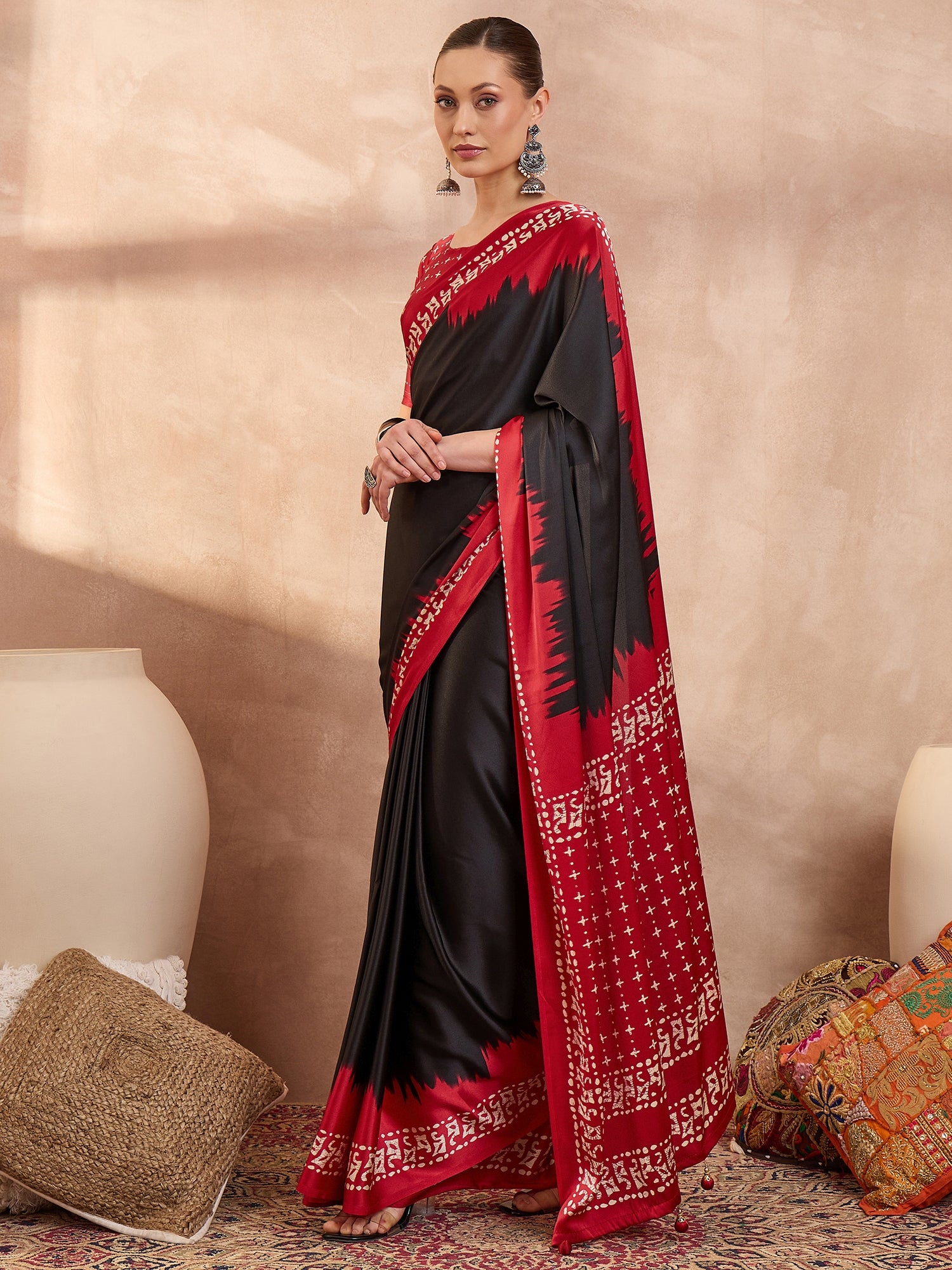 Divine Function Wear Silk Print Design Rich Pallu Fancy Saree With Unstitched Blouse