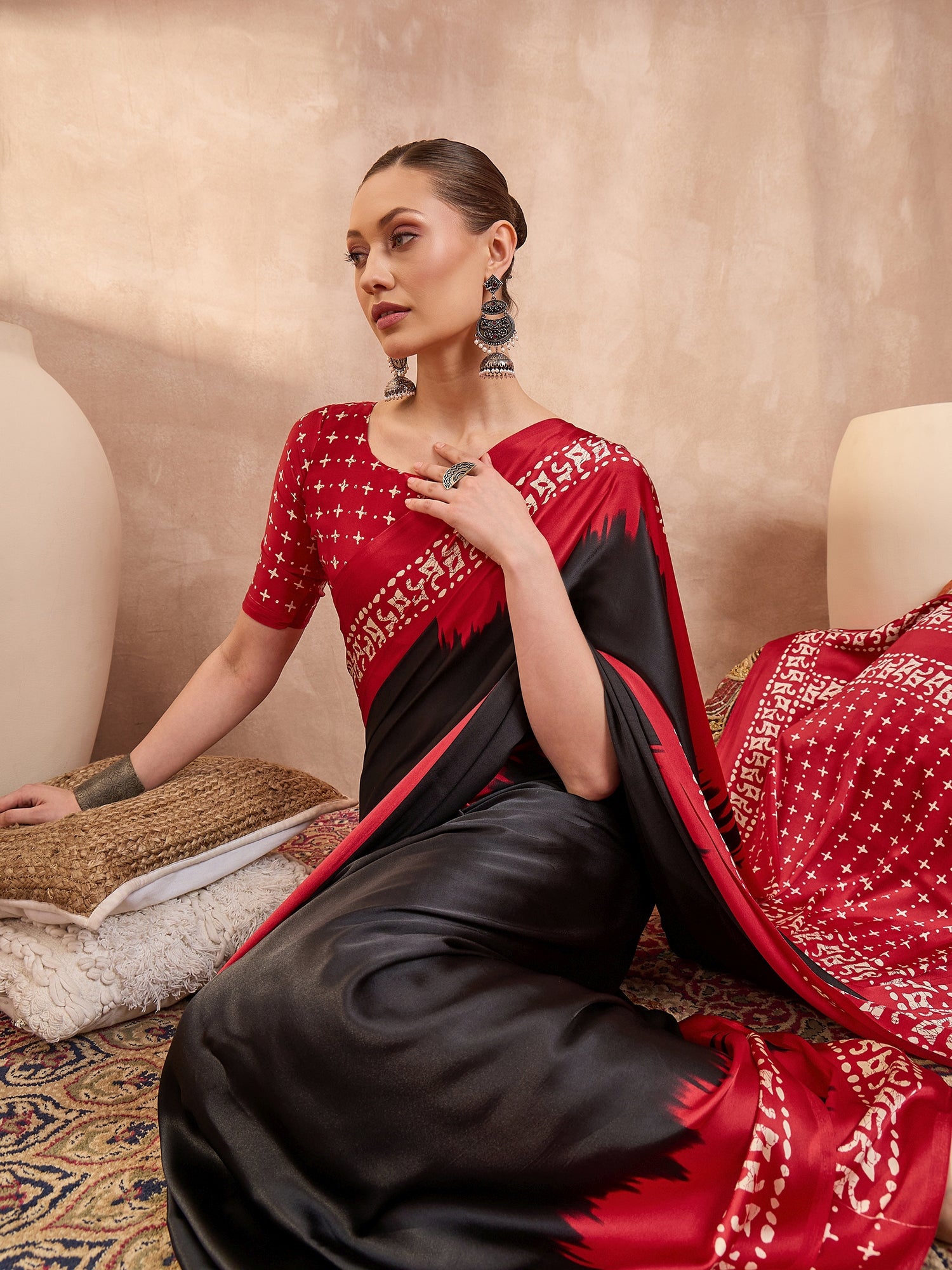 Divine Function Wear Silk Print Design Rich Pallu Fancy Saree With Unstitched Blouse