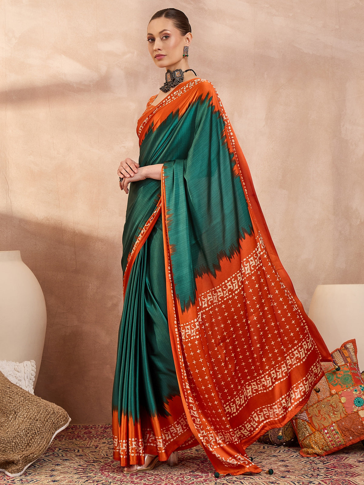 Divine Function Wear Silk Print Design Rich Pallu Fancy Saree With Unstitched Blouse