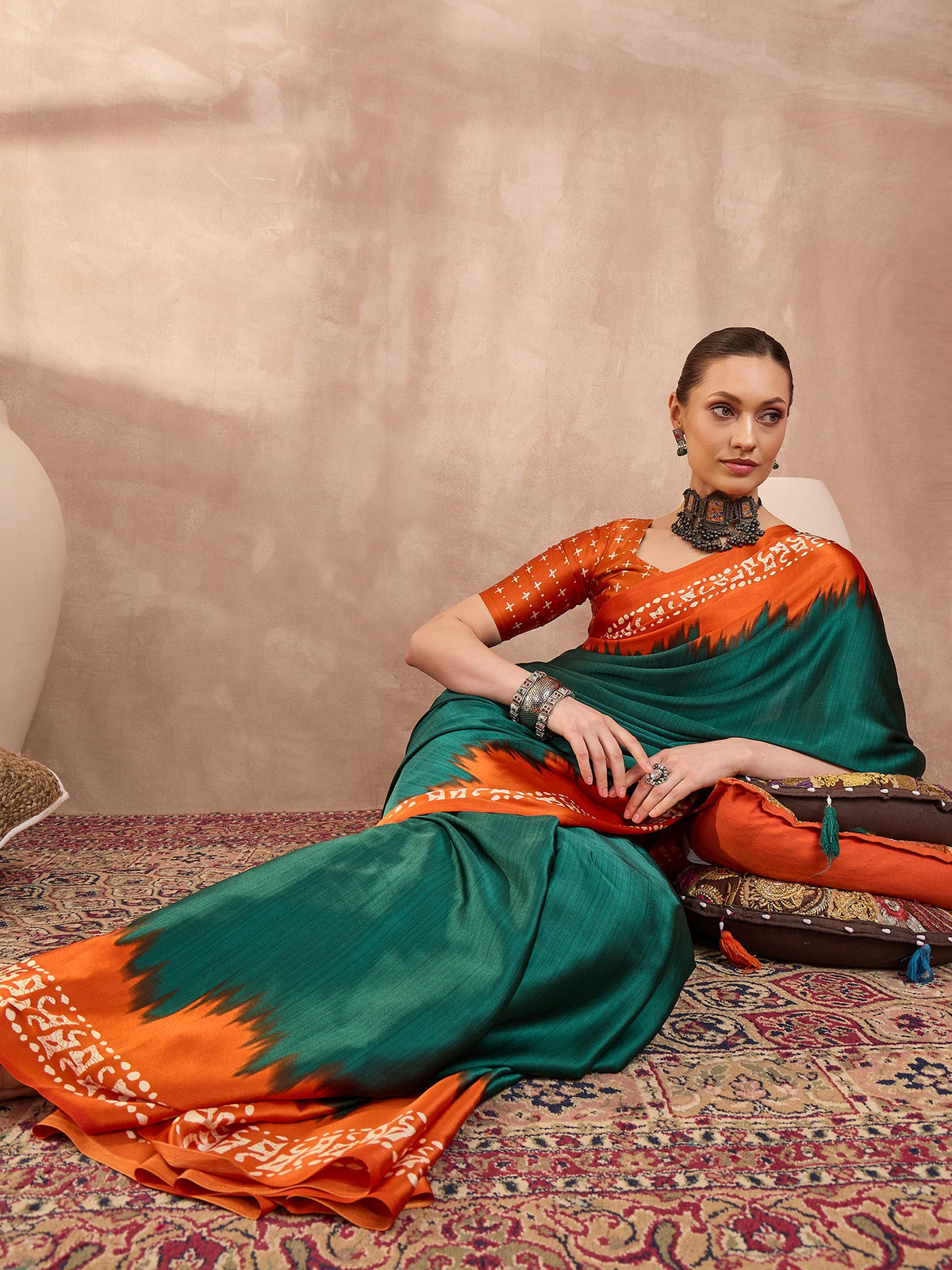 Divine Function Wear Silk Print Design Rich Pallu Fancy Saree With Unstitched Blouse